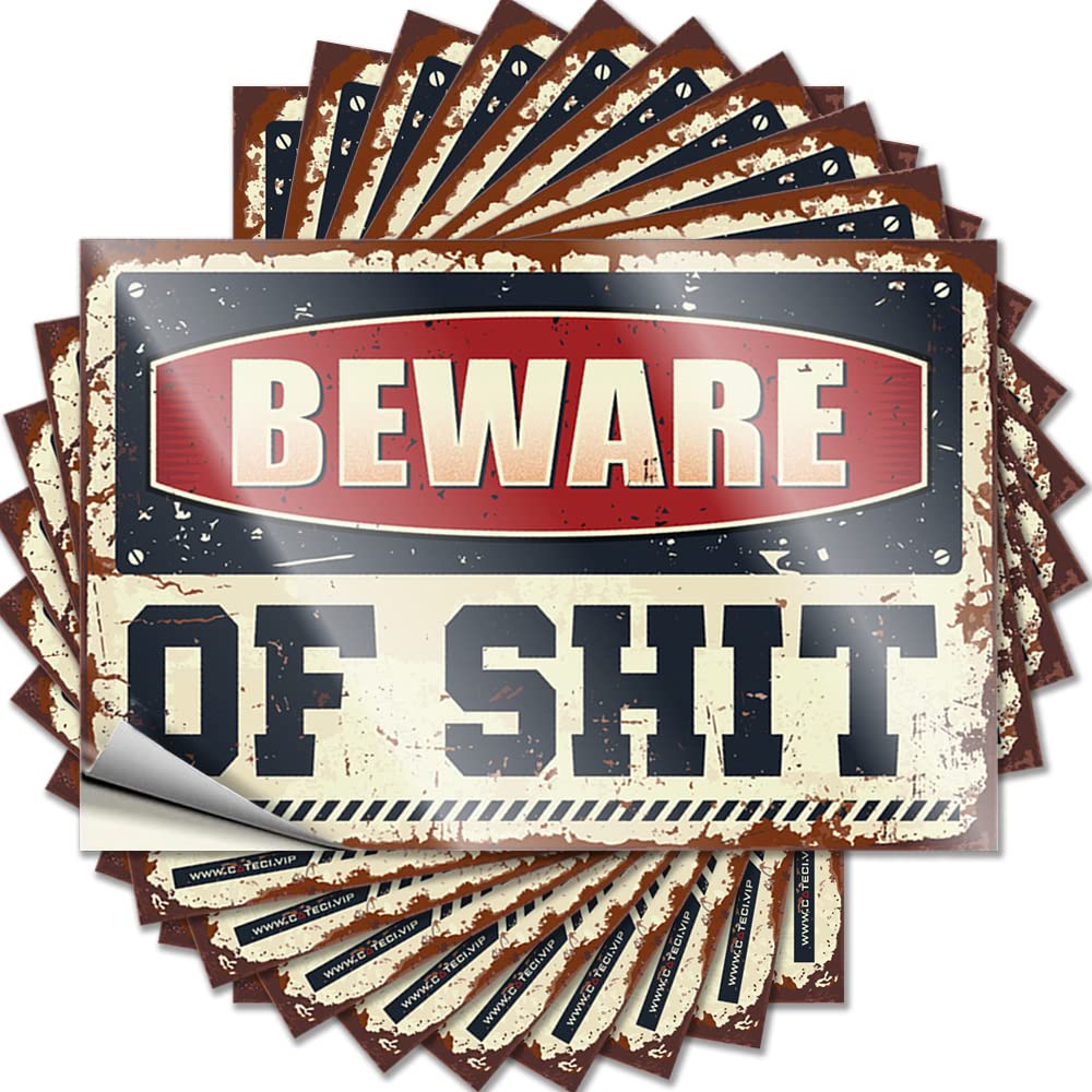 Tattoo Heavy Vinyl Decals, Core Waterproof Wall Stickers for Water Bottle | Beware of Shit Perfect for Sand Laptop Decor(8X12CM)