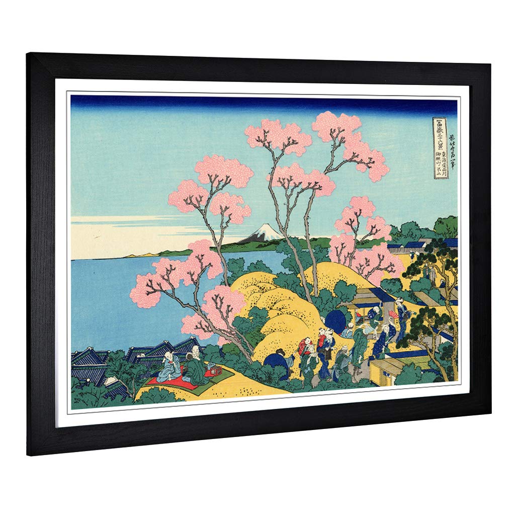 Big Box Art Framed Print of Hokusai Japanese Oriental Gotenyama Design | Wall Art Picture | Home Decor for Kitchen, Living Room, Bedroom, Hallway, Black, A2 / 24.5x18 Inch / 62x45cm
