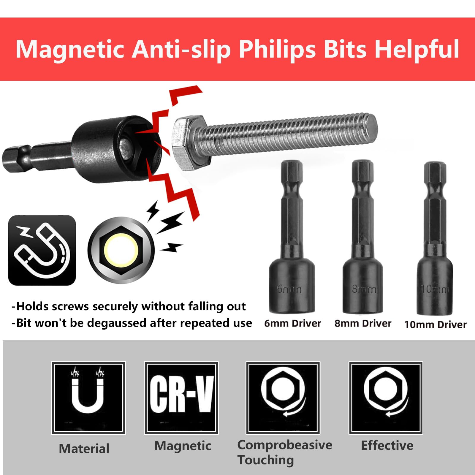 Utoolmart 1/4" Schlagschrauber Bit | S2 Stahl, 75 Mm Länge, Magnetisch & Rutschfest – Für Pneumatik & Elektroschrauber