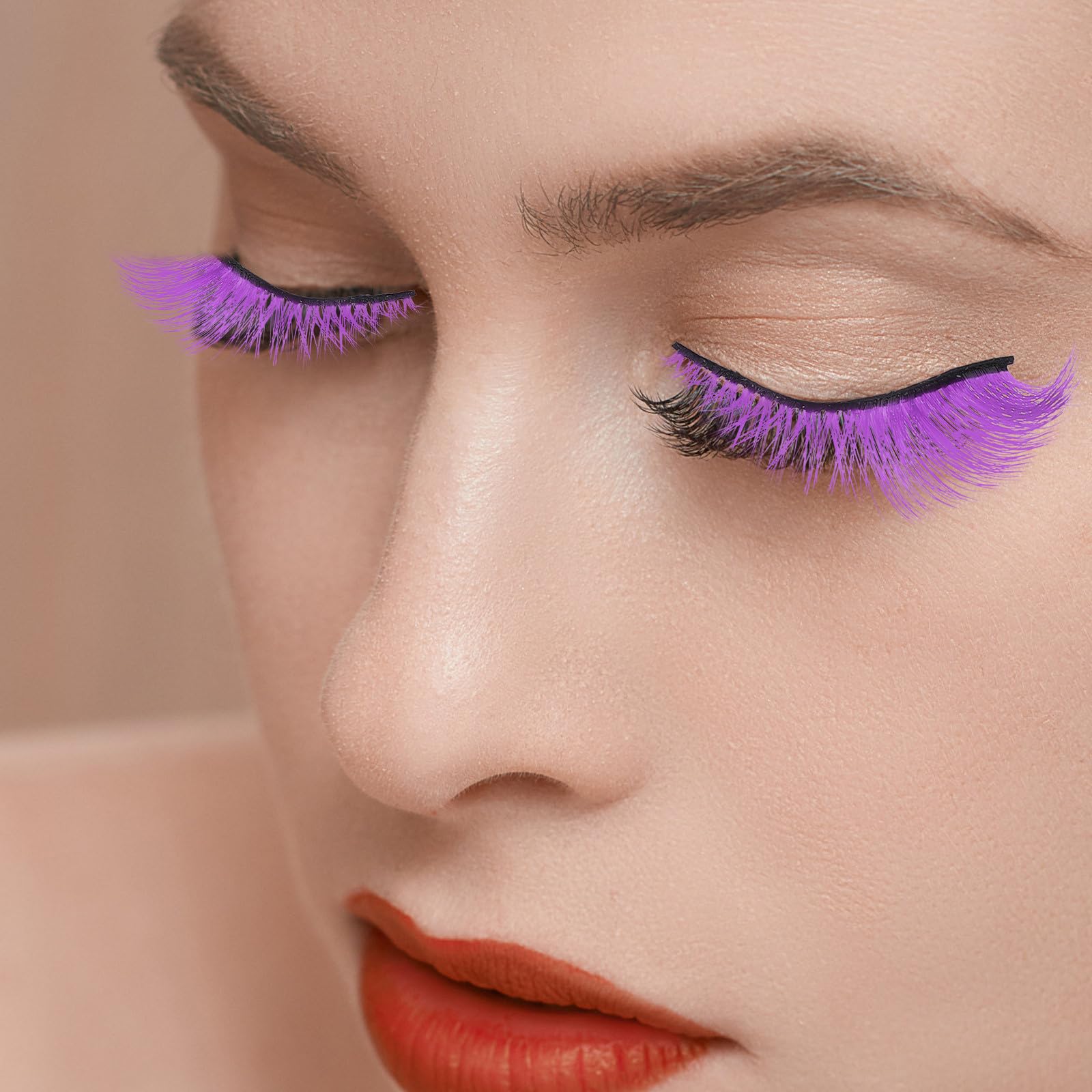 Healvian 25 Paia Set di Ciglia Finte Porpora in Fibra Artificiale Leggere e Riutilizzabili per Trucco da Palcoscenico e Feste di Halloween per Appassionati di Makeup