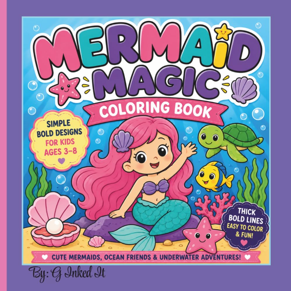 Mermaid Magic Coloring Book: Easy- to- Color Ocean Friends and Mermaid Fun