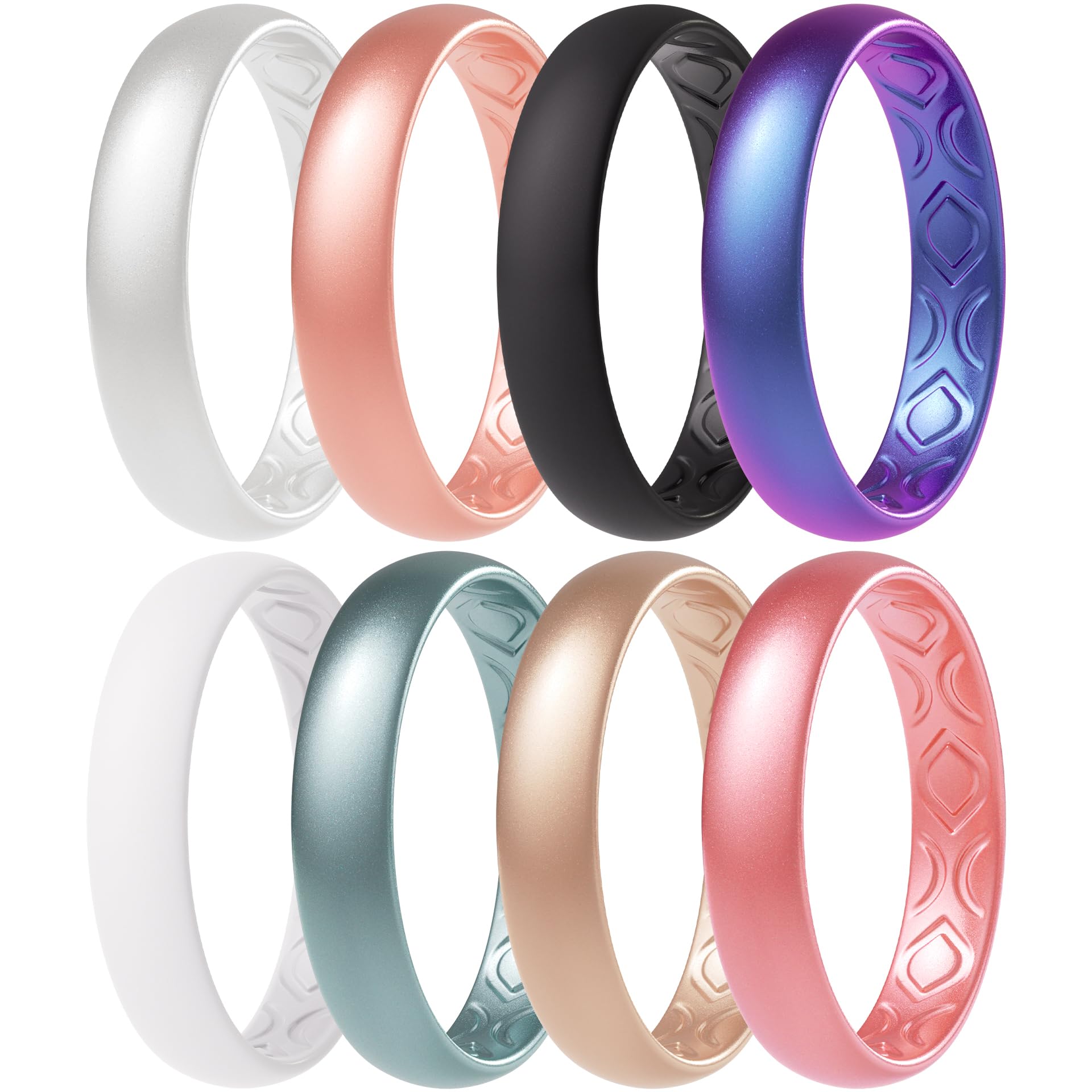 ThunderFit Women Breathable Silicone Bridal Rings Sets For Her, 4mm Wide