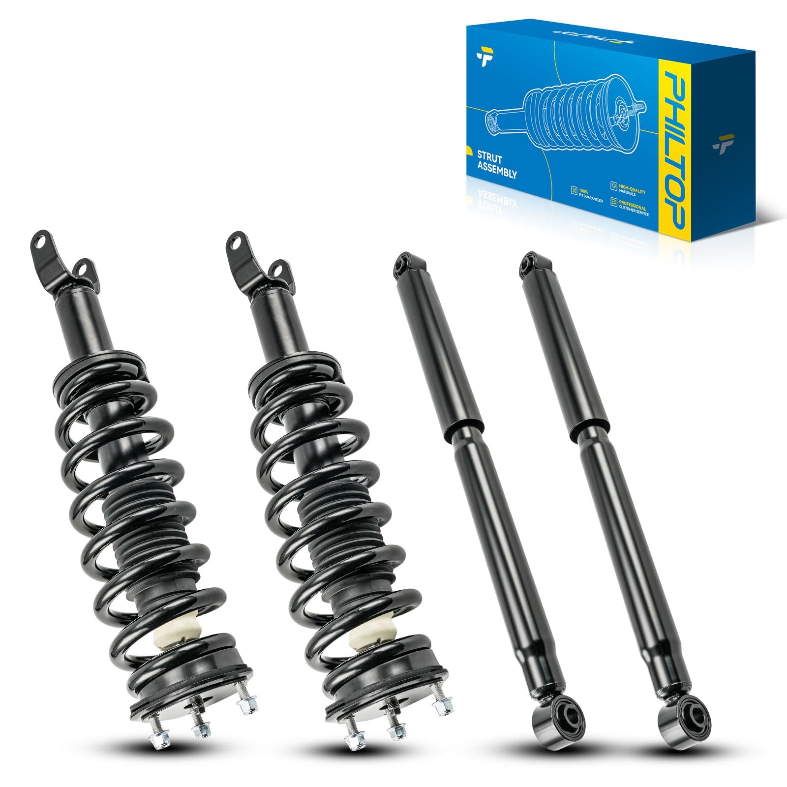 PHILTOP Front/Rear Struts Shocks Absorbers w/Coil Spring for 1500,Ram 1500