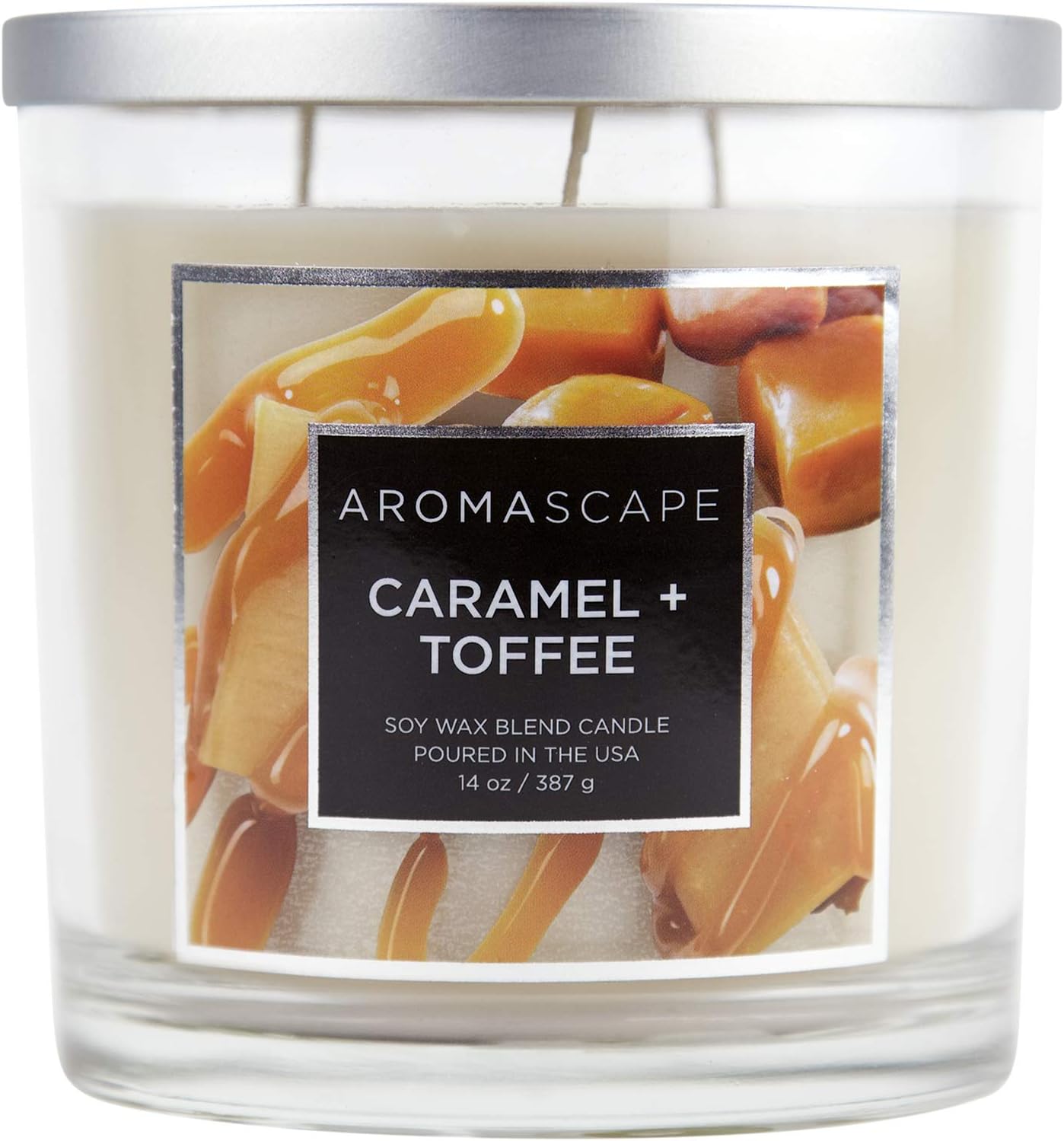 Aromascape PT40993 3-Wick Scented Jar Candle, Caramel & Toffee,14 Ounce