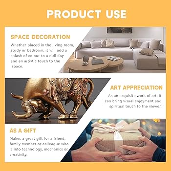 Amazon.co.jp: 雄牛機械像と彫刻彫刻、8.8インチ樹脂ブルメカニカル