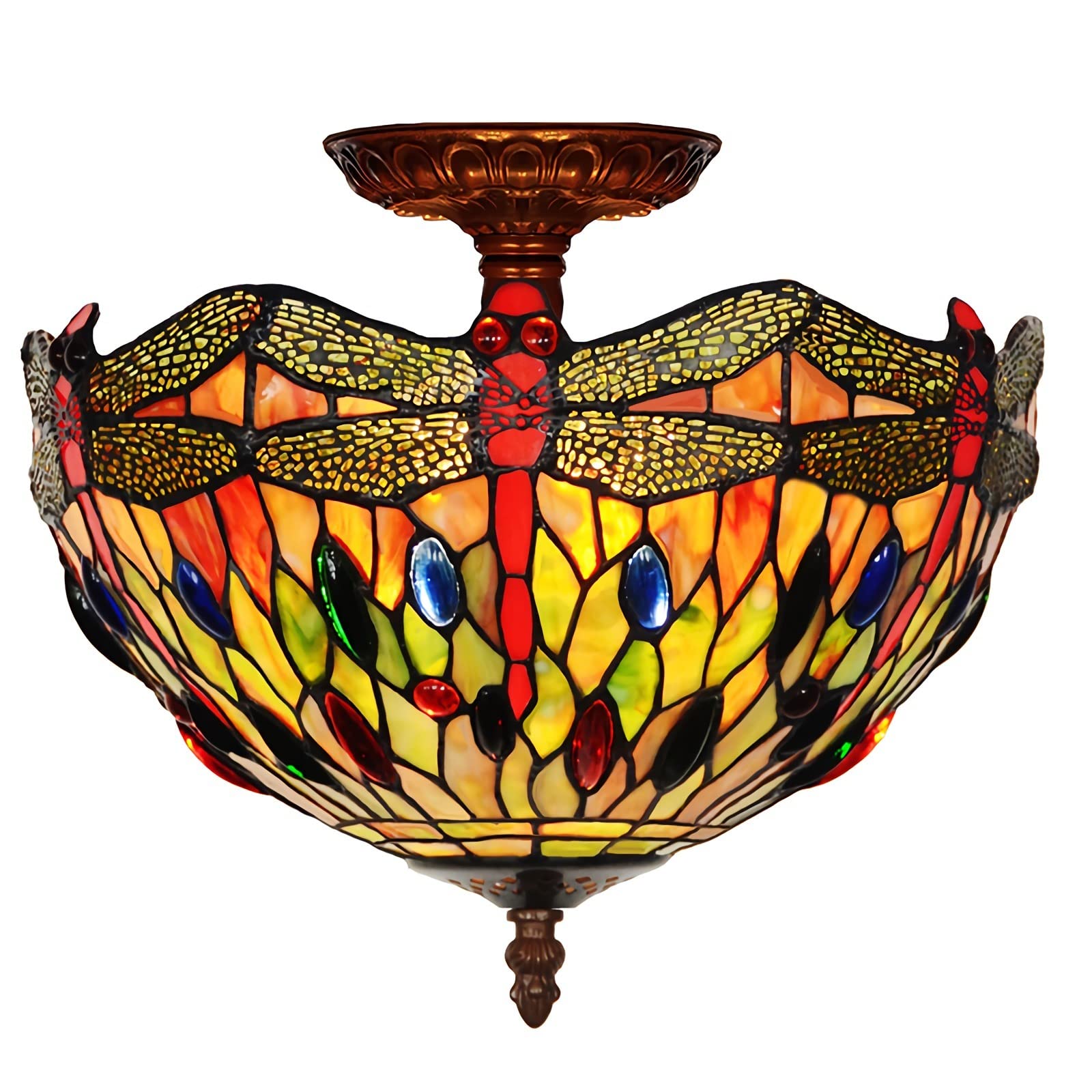 Lustre Tiffany libellule pour une ambiance chaleureuse de salon et chambre