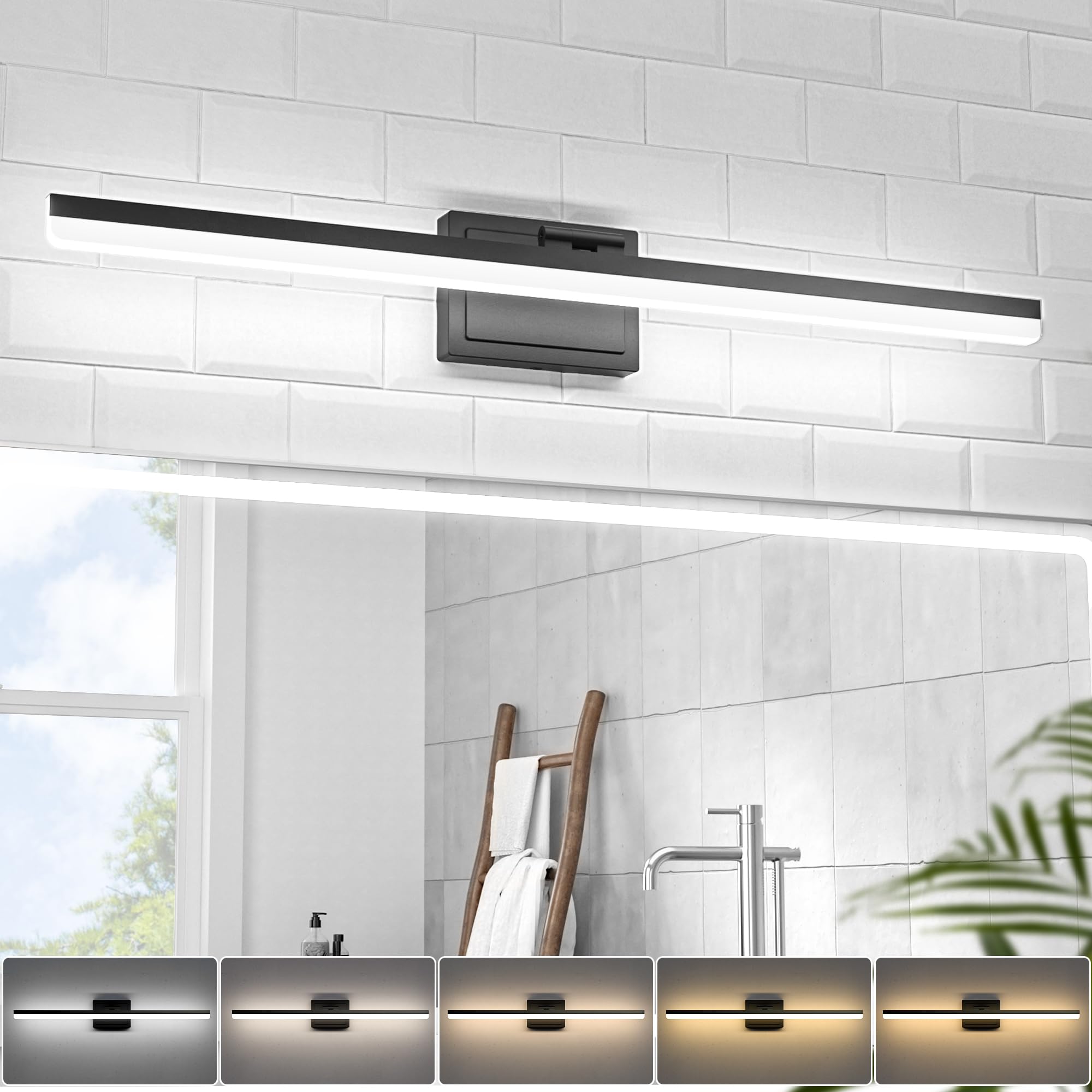 Photo 1 of VOLISUN Modern Bathroom Vanity Light 31.5 inch, 28W Dimmable 5CCT Led Bathroom Light Fixture Over Mirror, Black Bar Vanity Light for Bathrooms Mirror Cabinets Bedroom-ETL Certificated