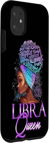 Miniatura 3 de Funda para iPhone 11 Libra Reina Afroamericana Mujer Septiembre Octubre