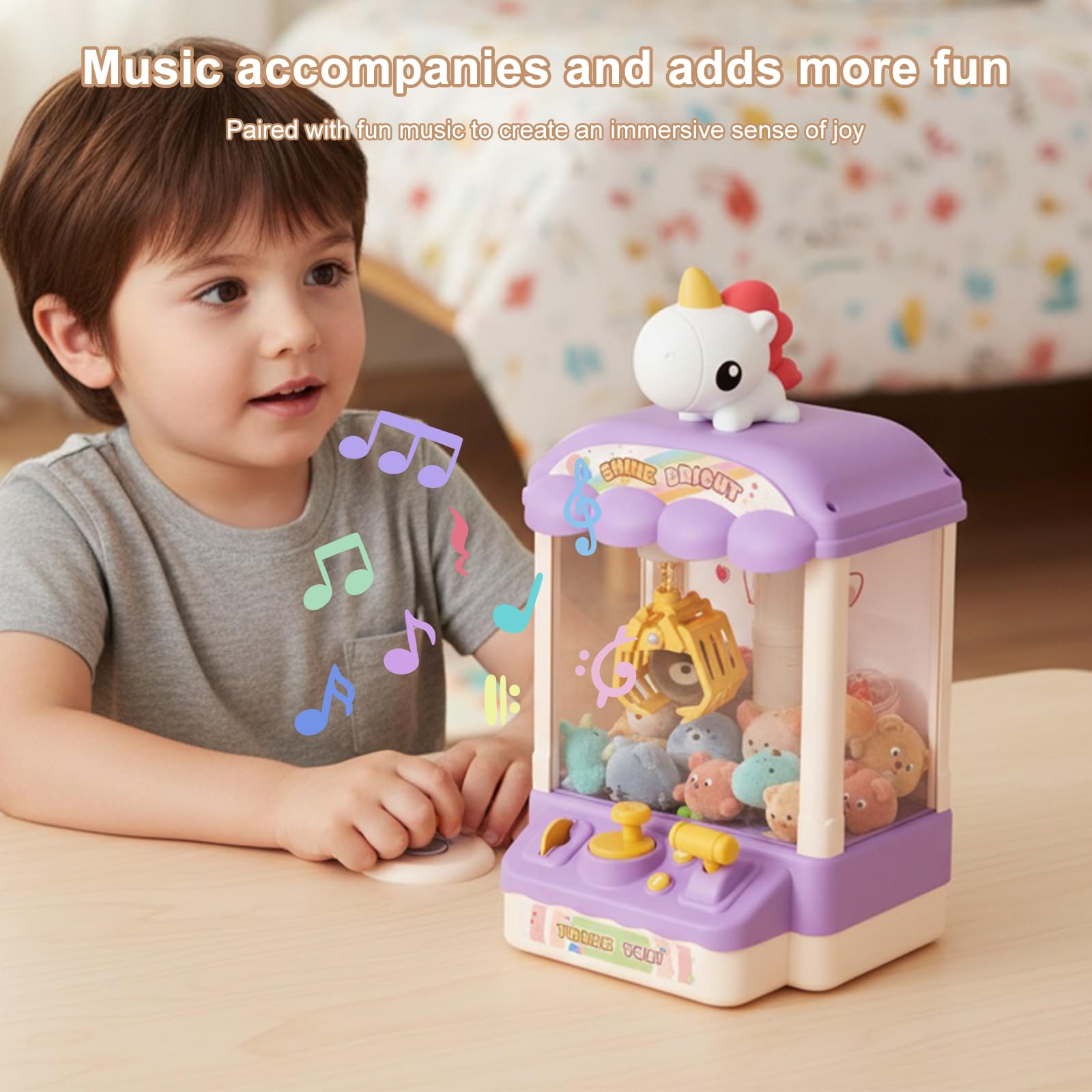 Belle machine à griffes avec son et jouet en peluche