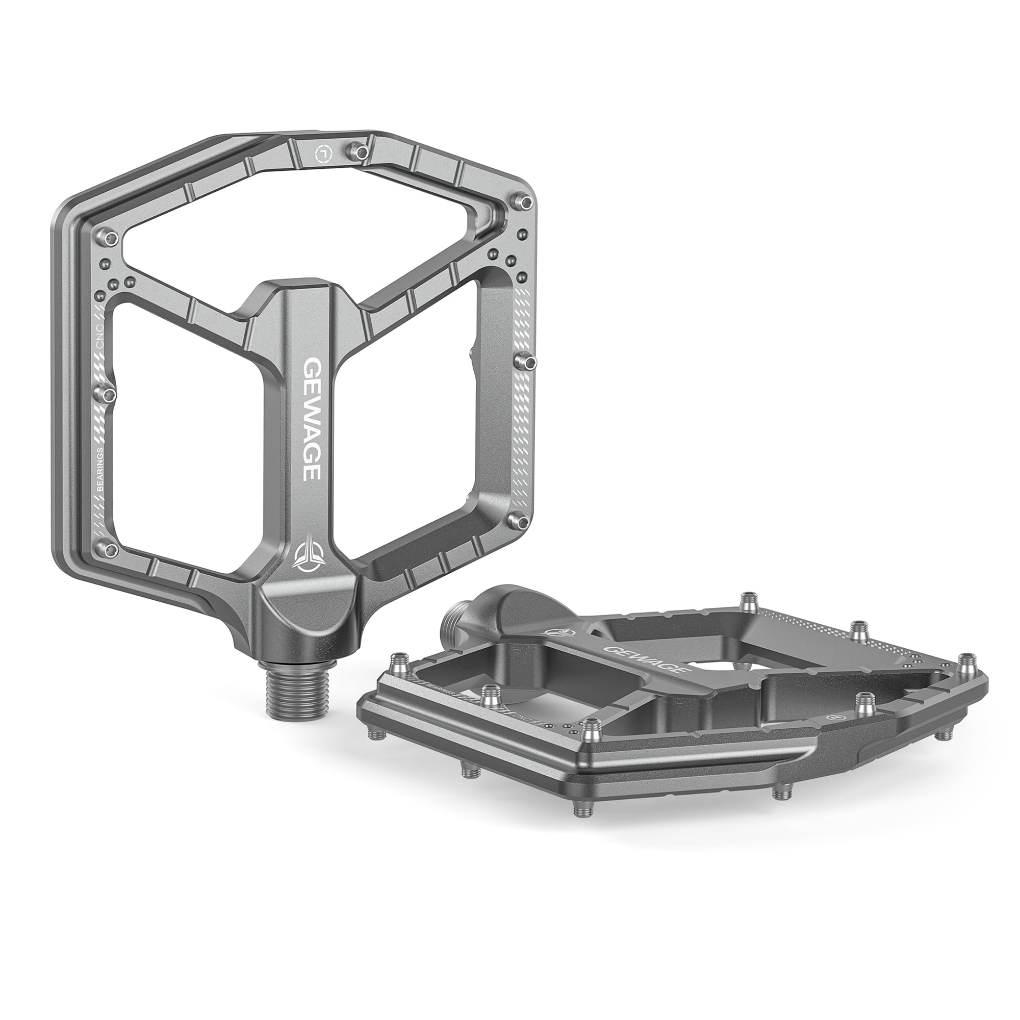 GEWAGE Pro MTB Pedals: CNC aluminum, 9/16" chromoly axle, ultrathin no-cap design, sealed bearings, 14 pins. Built for technical trails