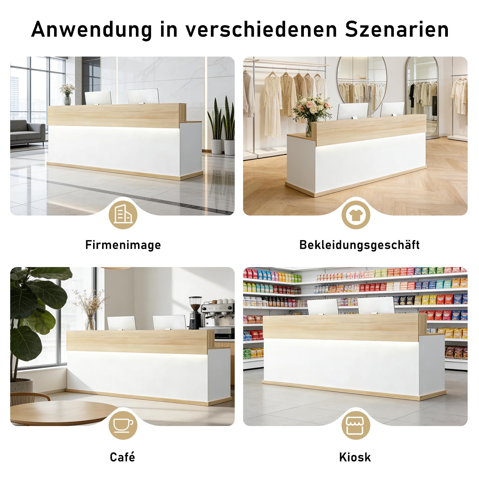 Empfangstheke mit Schubladen Holz Rezeptionstheke für Hotel Salon Geschäft