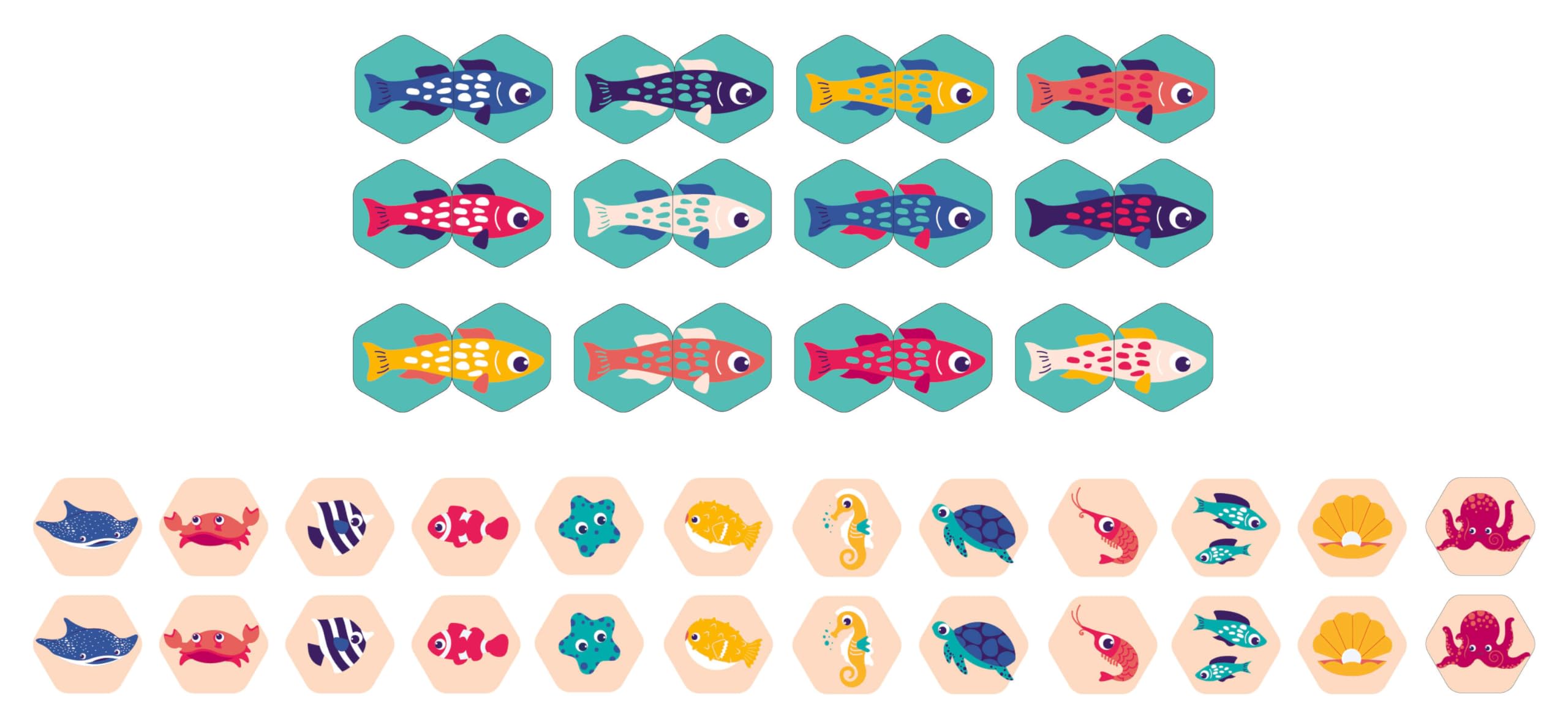 Ludi - Memory kąpielowe - 2 w 1 - Zestaw do składania par zwierząt i puzzli - Od 18 miesięcy - 24 sztuki z wodoodpornej pianki - słoik do przechowywania w zestawie - motyw morski