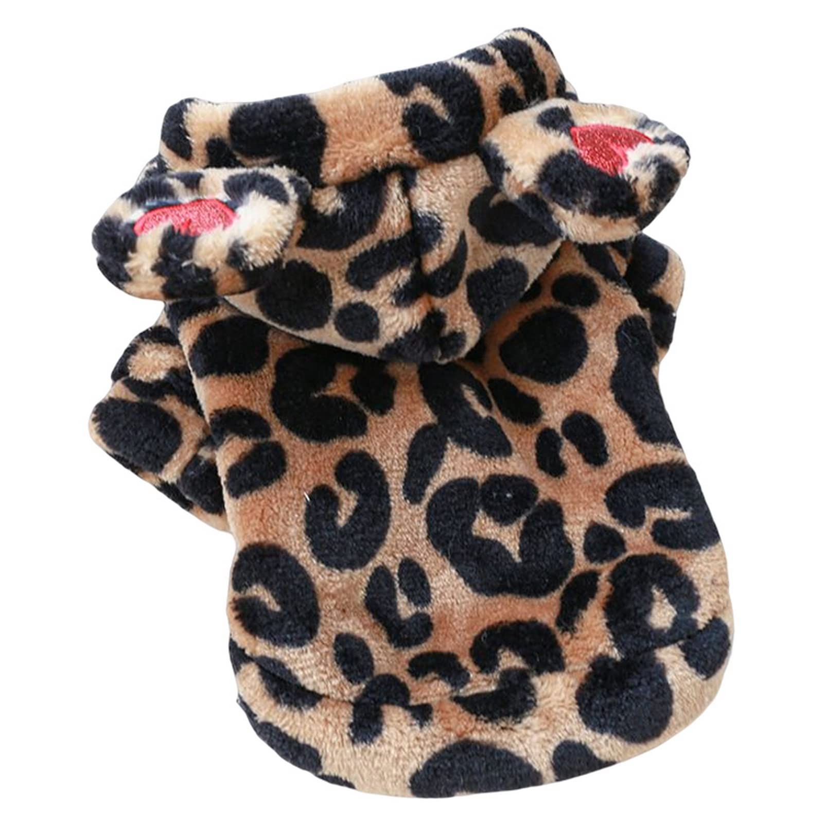 Lamphle Soft Leopard Print Dog Coat with Legs, Warm & Comfortable Winter Jacket for Small Dogs, XL