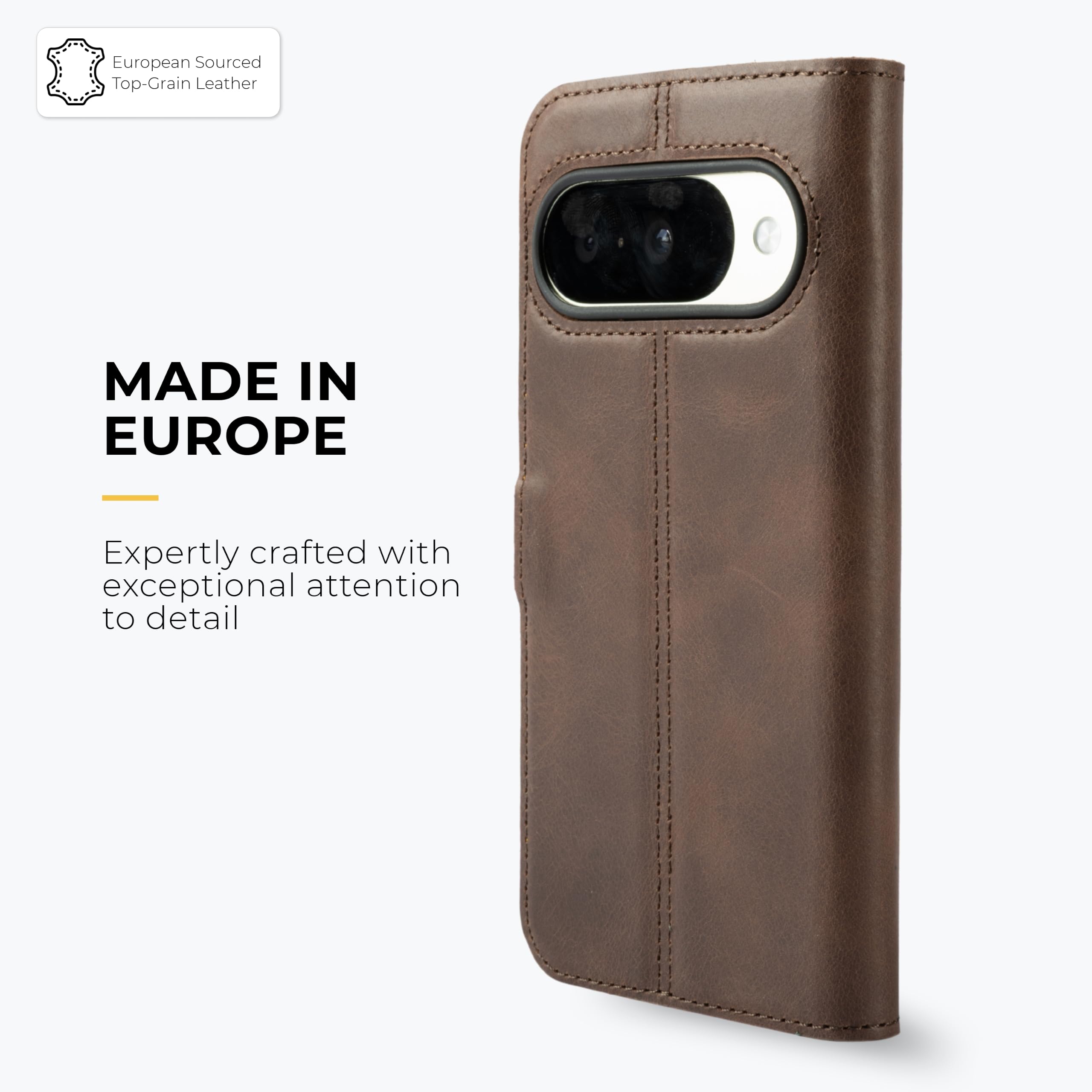 Snakehive Custodia a portafoglio in vera pelle per Samsung Pixel 11 Pro - Custodia a libro con scomparti per carte di credito e supporto (marrone)