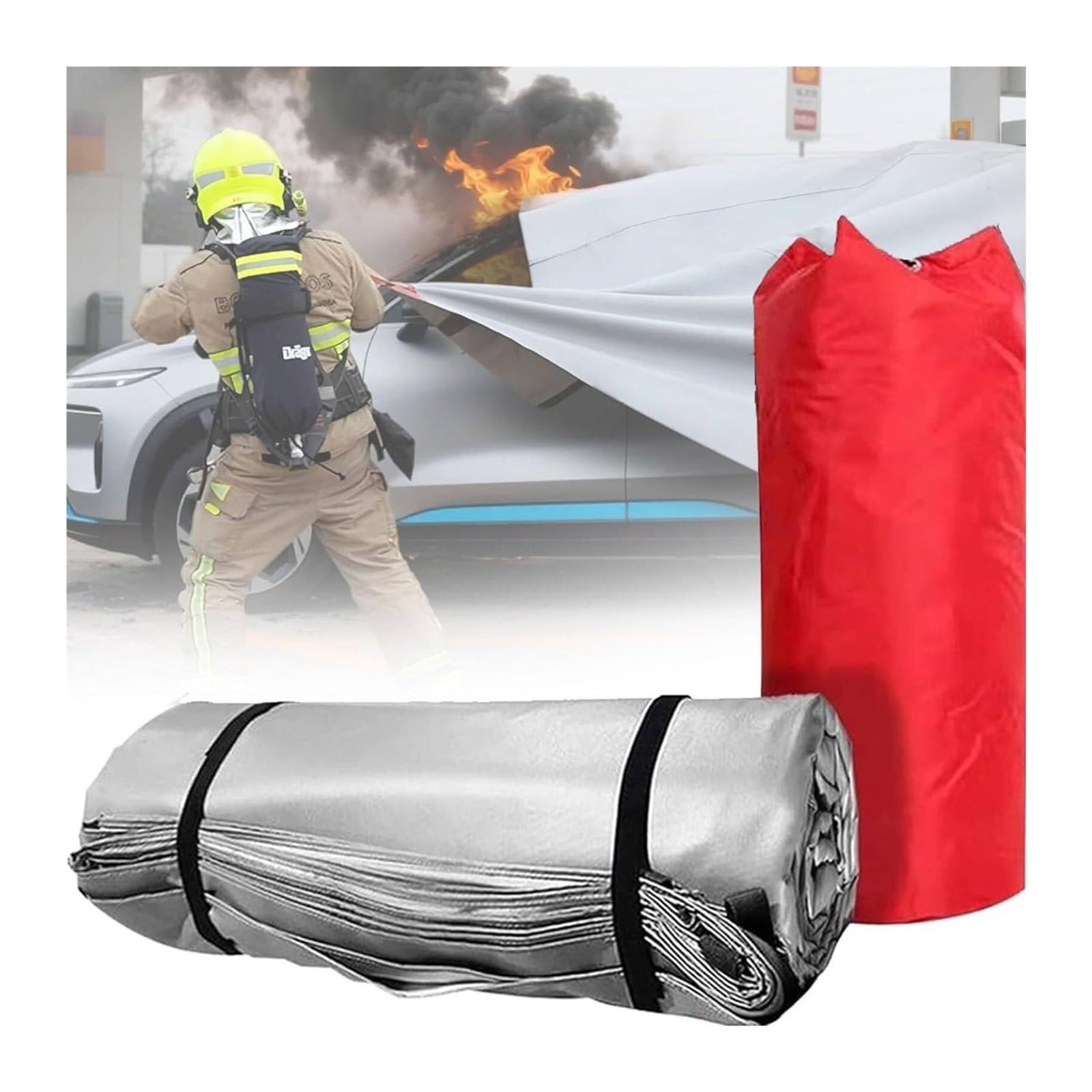 Auto Feuerdecke Löschdecke Elektro Kraftstofffahrzeuge Doppelseitig