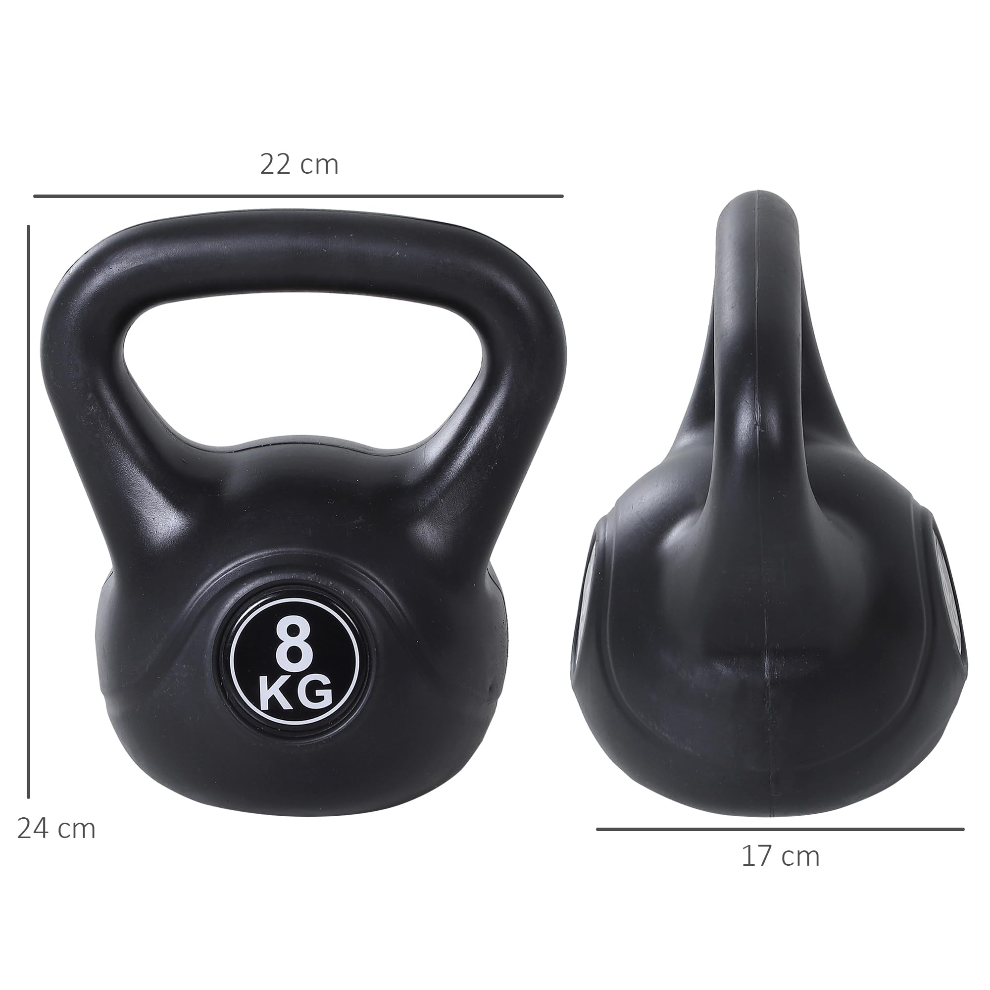 HOMCOM Kettlebell Kugelhantel Gewicht-Hantel mit Sand befüllt für Anfänger Zuhause Krafttraining