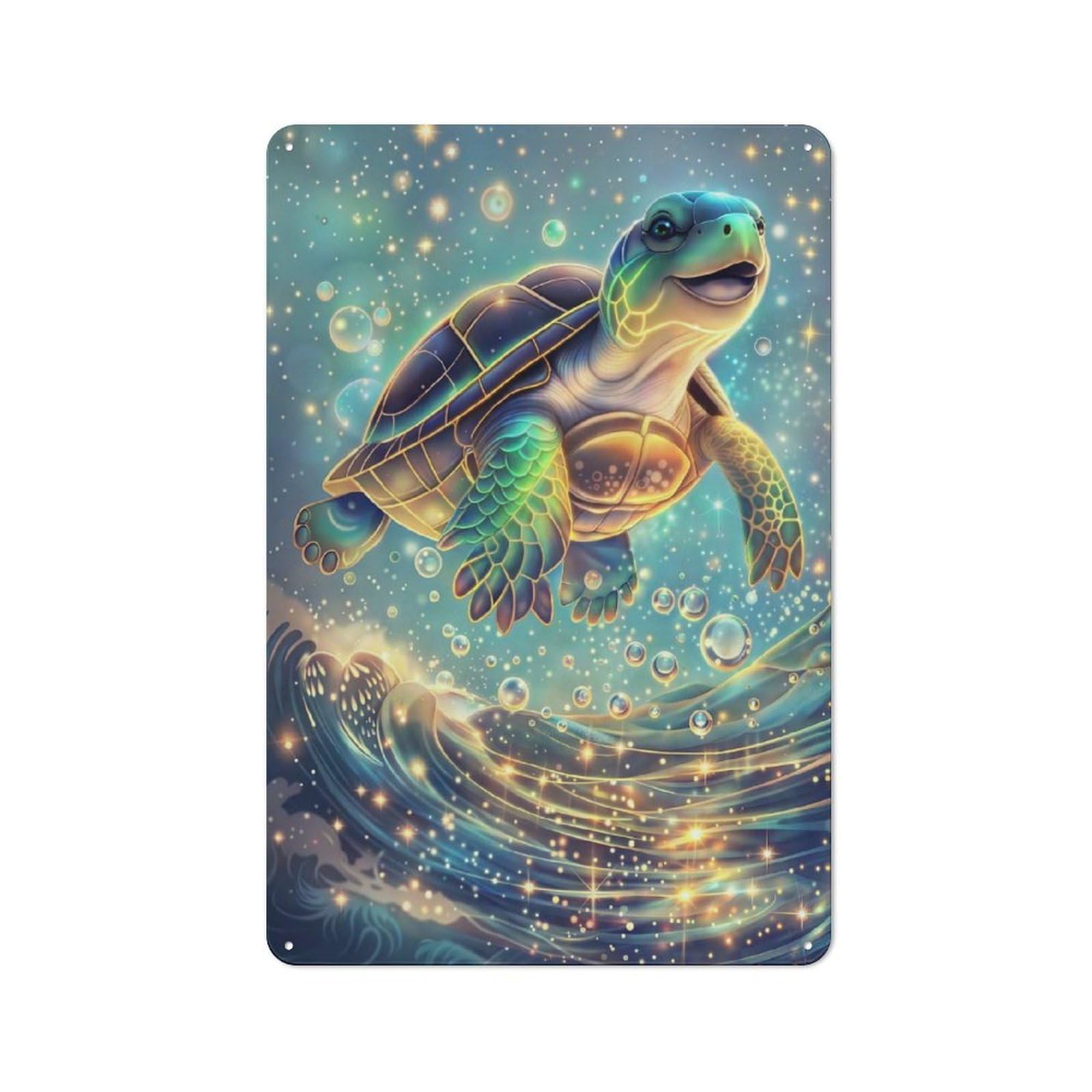 Junmoney Sea Turtle In Starry Ocean Shed Style Shed Metal Sign 30X20cm, Shed Wall Decor For Shed, Garden Room, Porch Or Garage