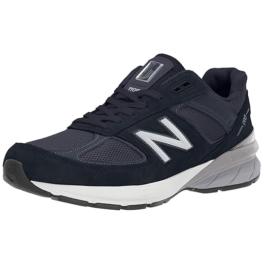 New Balance Men's Made in US 990 V5 Sneaker, Navy/Silver, 13 Wide