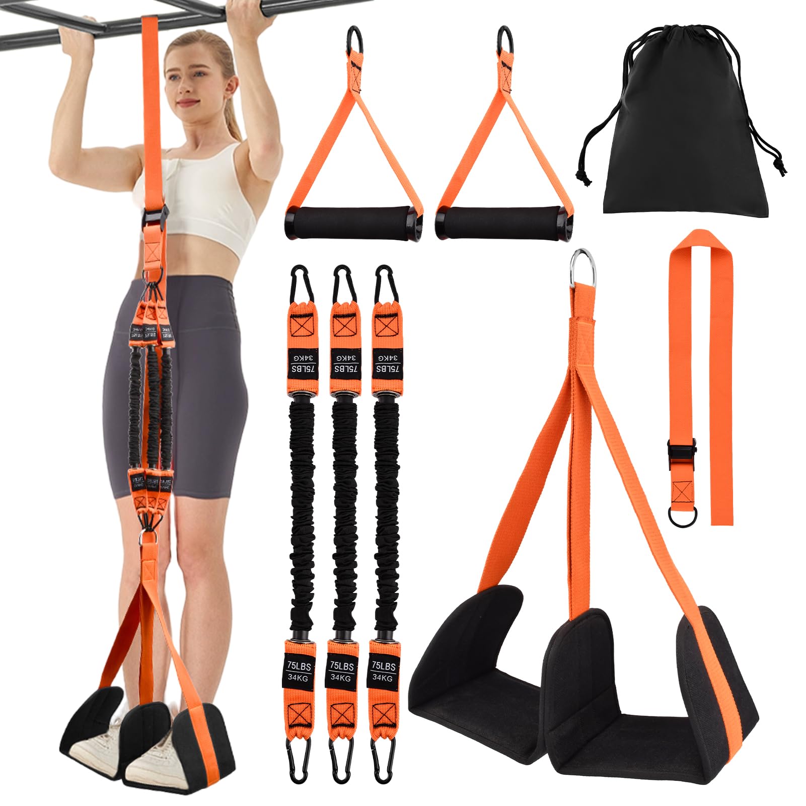 Set di 3 fasce di supporto per trazioni regolabili, fasce di resistenza per trazioni per allenamento della forza, fasce di assistenza per trazioni per casa, palestra, attività all'aperto, ufficio