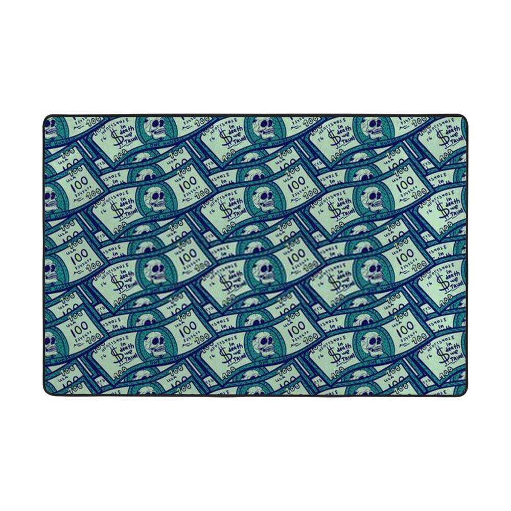Tapis dollars bankbillets crânes Ruchen grand tapis de salon velours