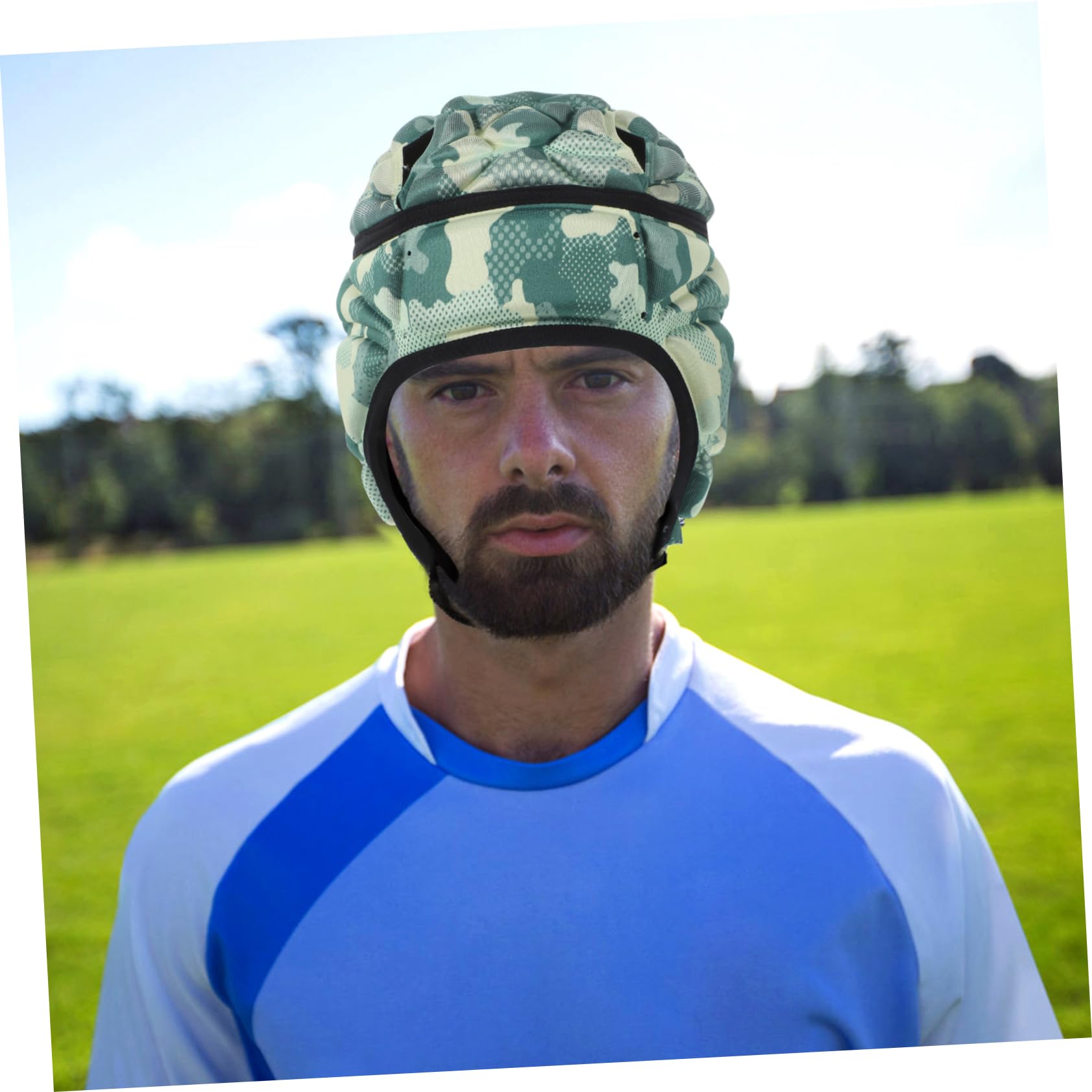 Casco Rugby Niño, Casco para Fútbol Espuma Eva y Poliéster, Transpirable y Ajustable, Protección Cómoda para Jóvenes y Adultos