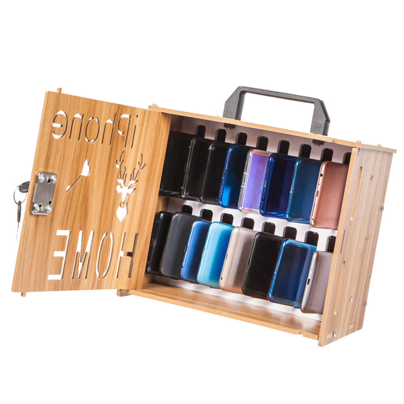 Boîte de rangement élégante en bois noble avec verrou de sécurité intégré