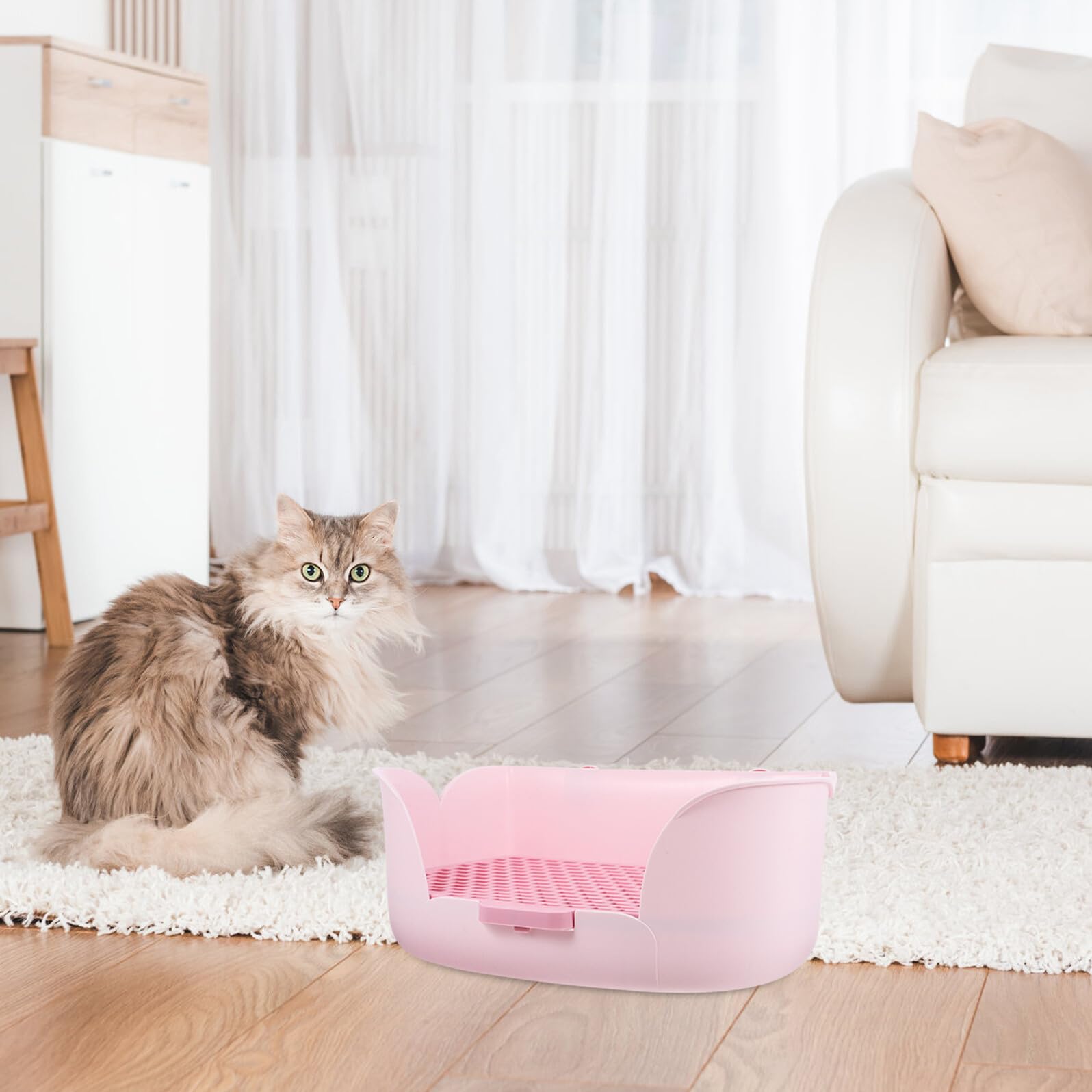 SHINEOFI Große Kaninchentoilette aus Abs mit Netzboden und Filtersockel Kleintierstreu Wc für Kaninchen Meerschweinchen Hamster und Frettchen Innenbereich