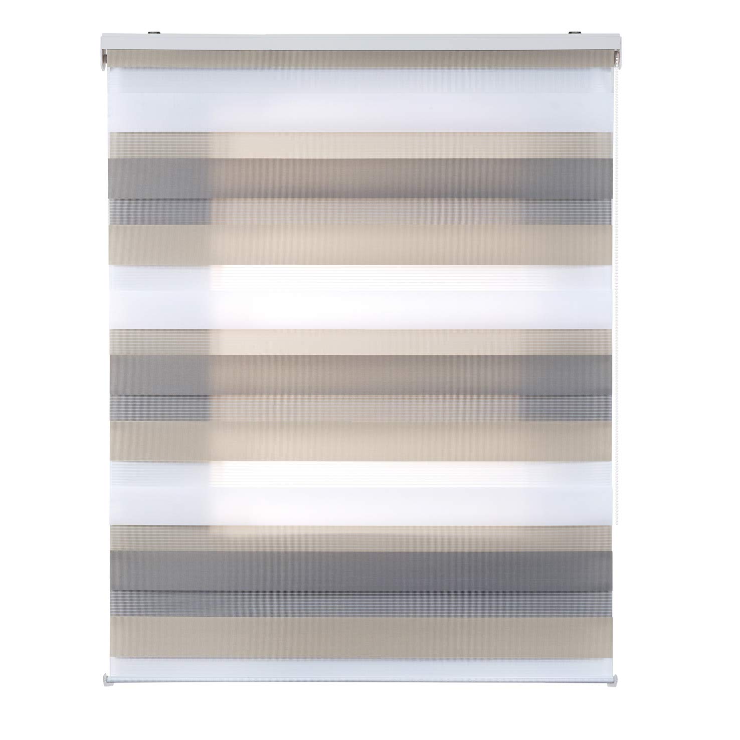 Estores Basic - Stores Nuit et Jour, Stores Double Couche pour intérieur, Couleur Blanc Marron Gris, 80 x 180 cm