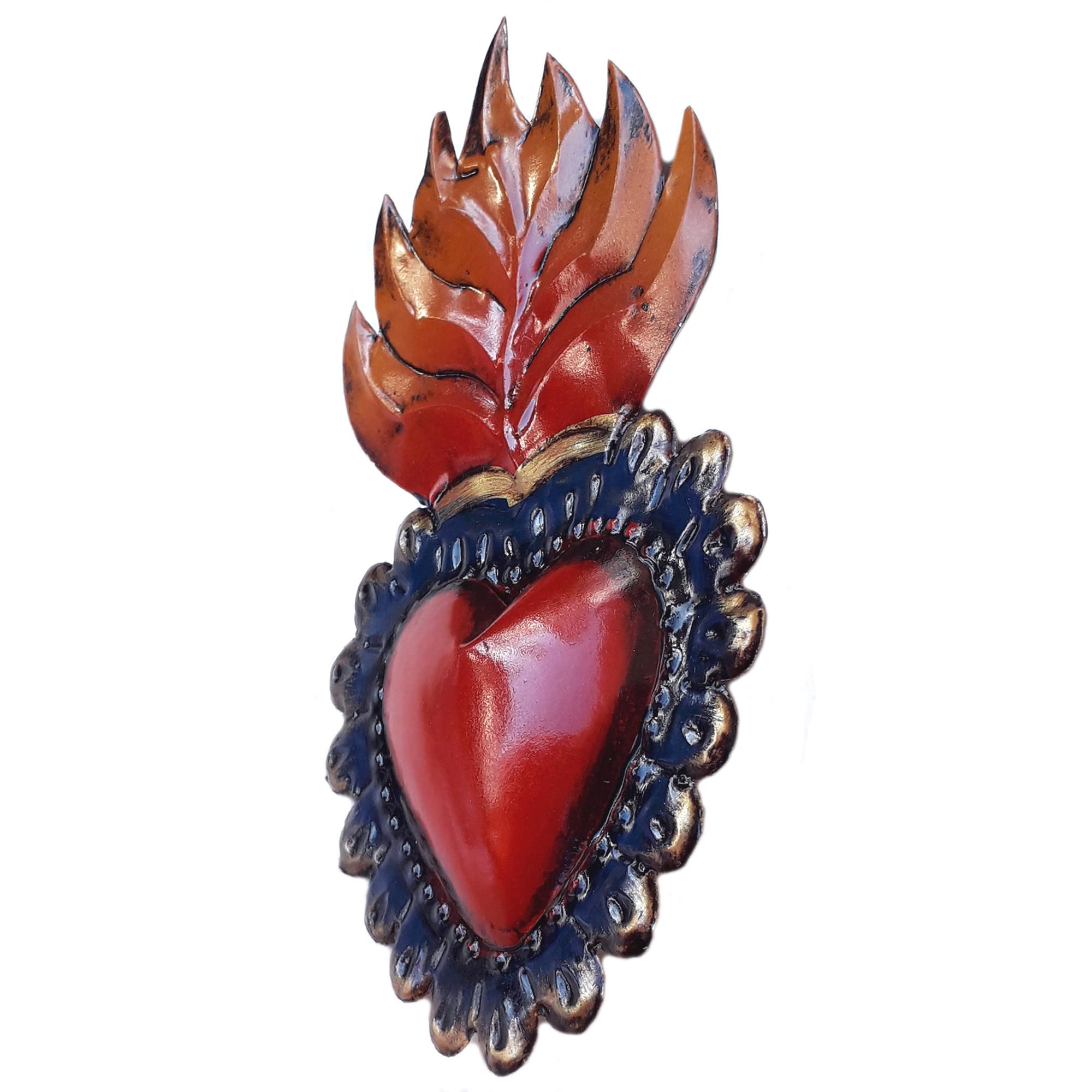 Sacro Cuore, Vari Modelli, Artigianato Messicano in Metallo, da Appendere, 15 x 9,5 cm (6)