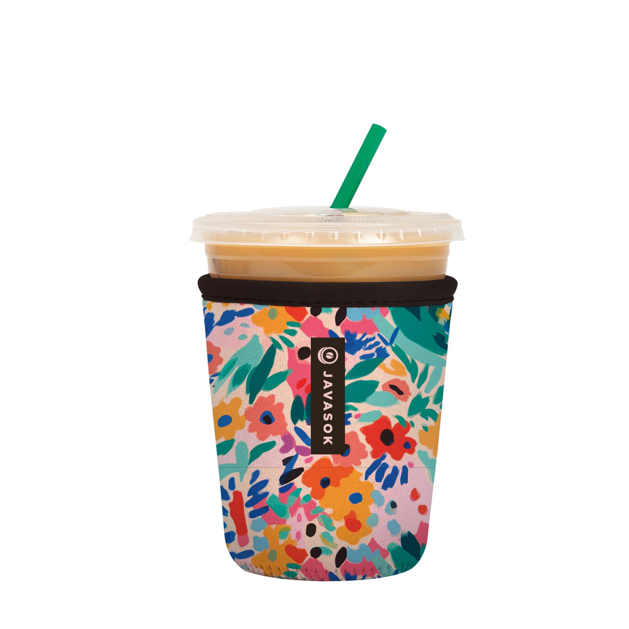 Sok It JavaSok Iced Coffee & Cold Soda Insulated Neoprene Cup Sleeve (Abstract Floral, Small: 16-20oz)
