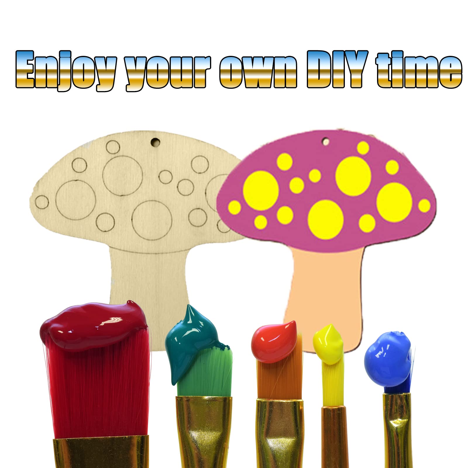 Embhlitfe Set Di 36 Decorazioni In Legno Per Bambini – 12 Forme Naturali (farfalle, Api, Fiori, Funghi) Da Dipingere E Appendere - 6