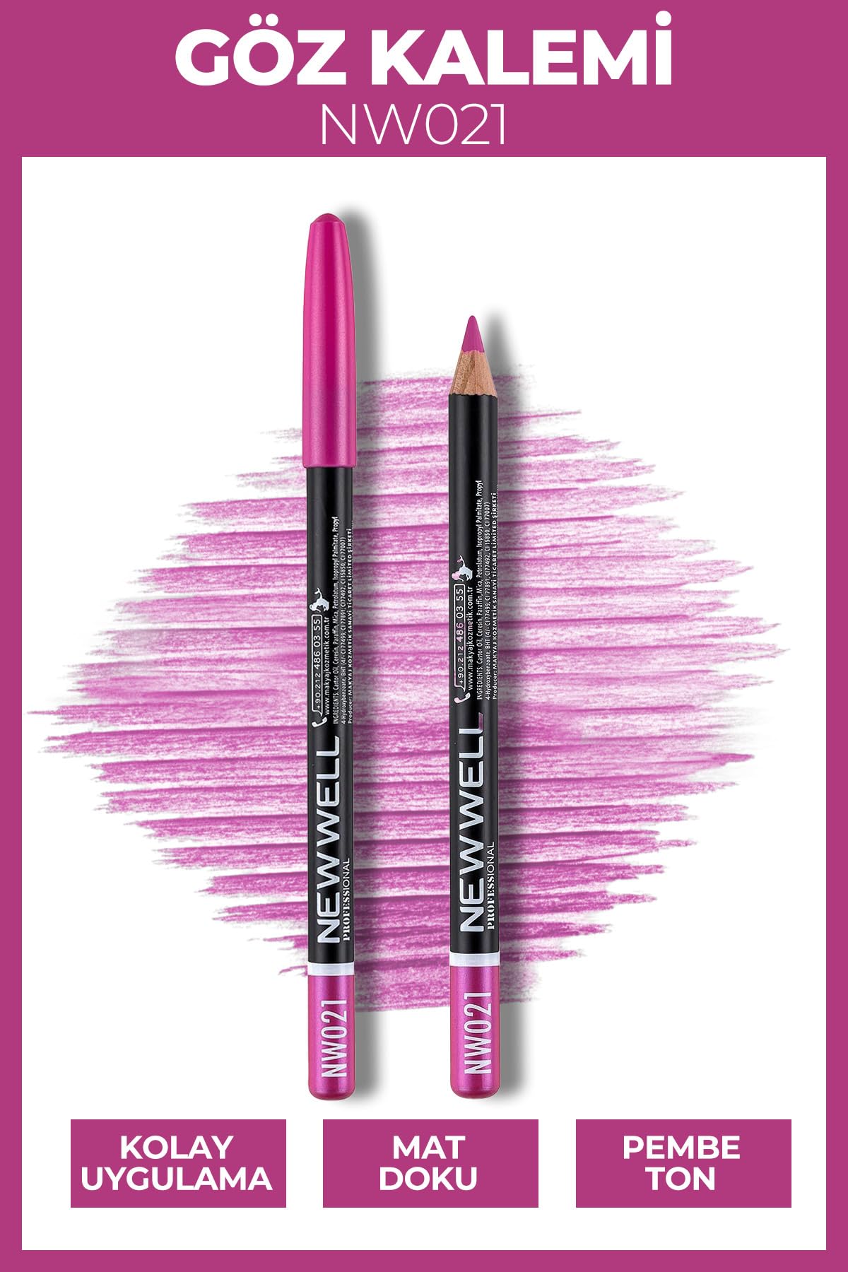 New Well Porcelan Make Up Eyelip Pencil 21 Göz Kalemi, 5002697104
