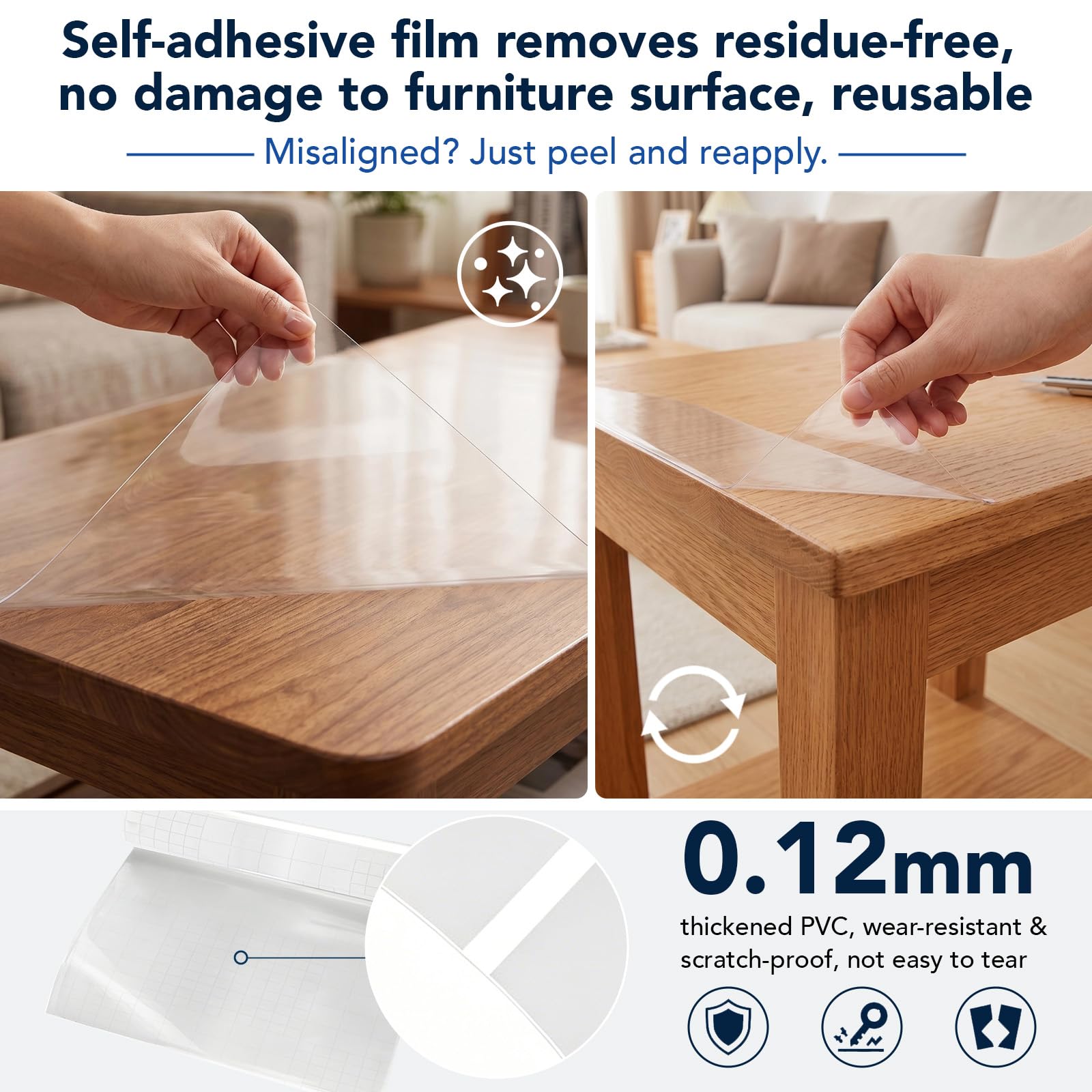Protection anti-griffures pour canapé, chaise, porte et mur - Transparent - 5 m x 43 cm - Avec raclette et ciseaux