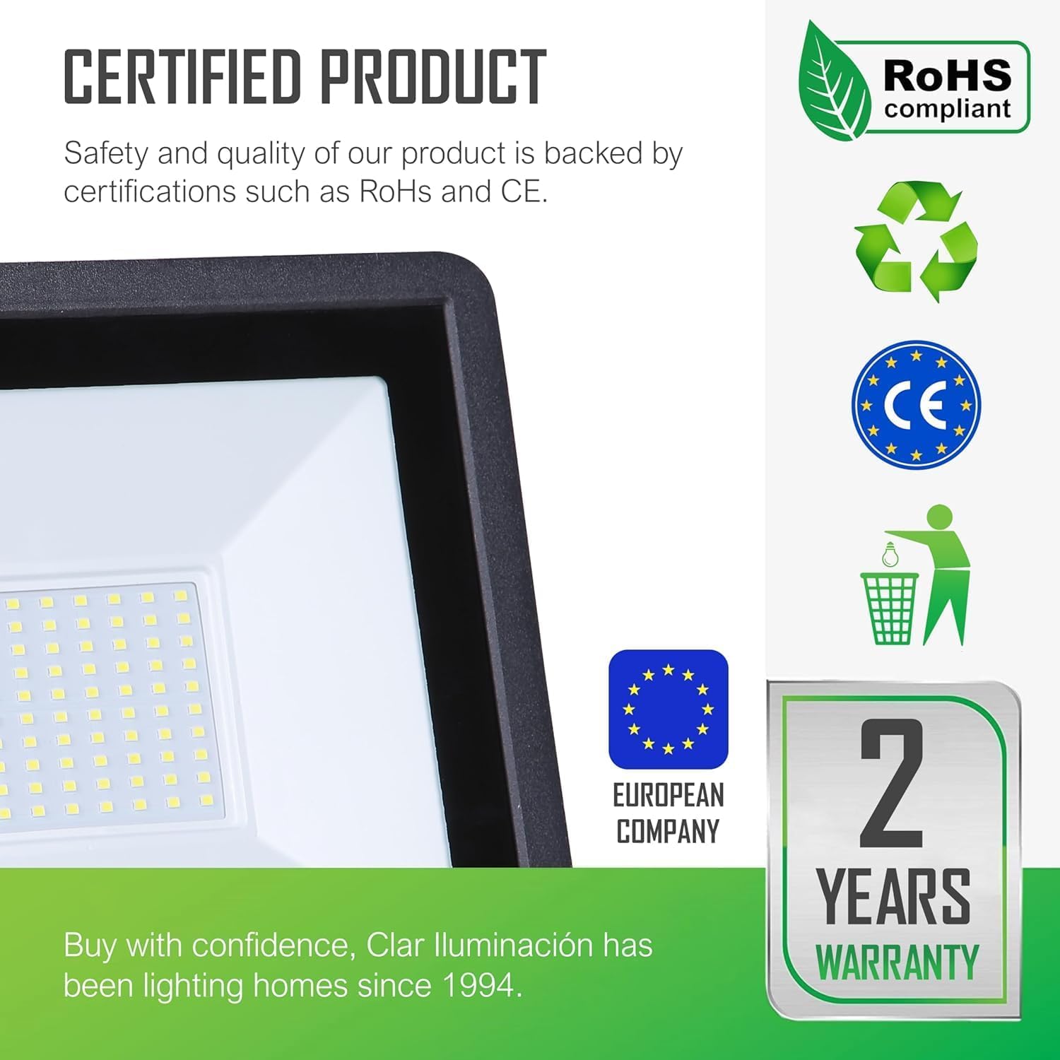 CLAR - Reflektor LED 100 W, reflektor zewnętrzny 6000K, oświetlenie zewnętrzne LED (opakowanie 2)