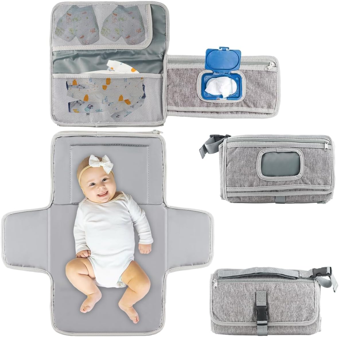 YINENGD Travel Changing Mat, Waterproof Portable Changing Mat with Mesh