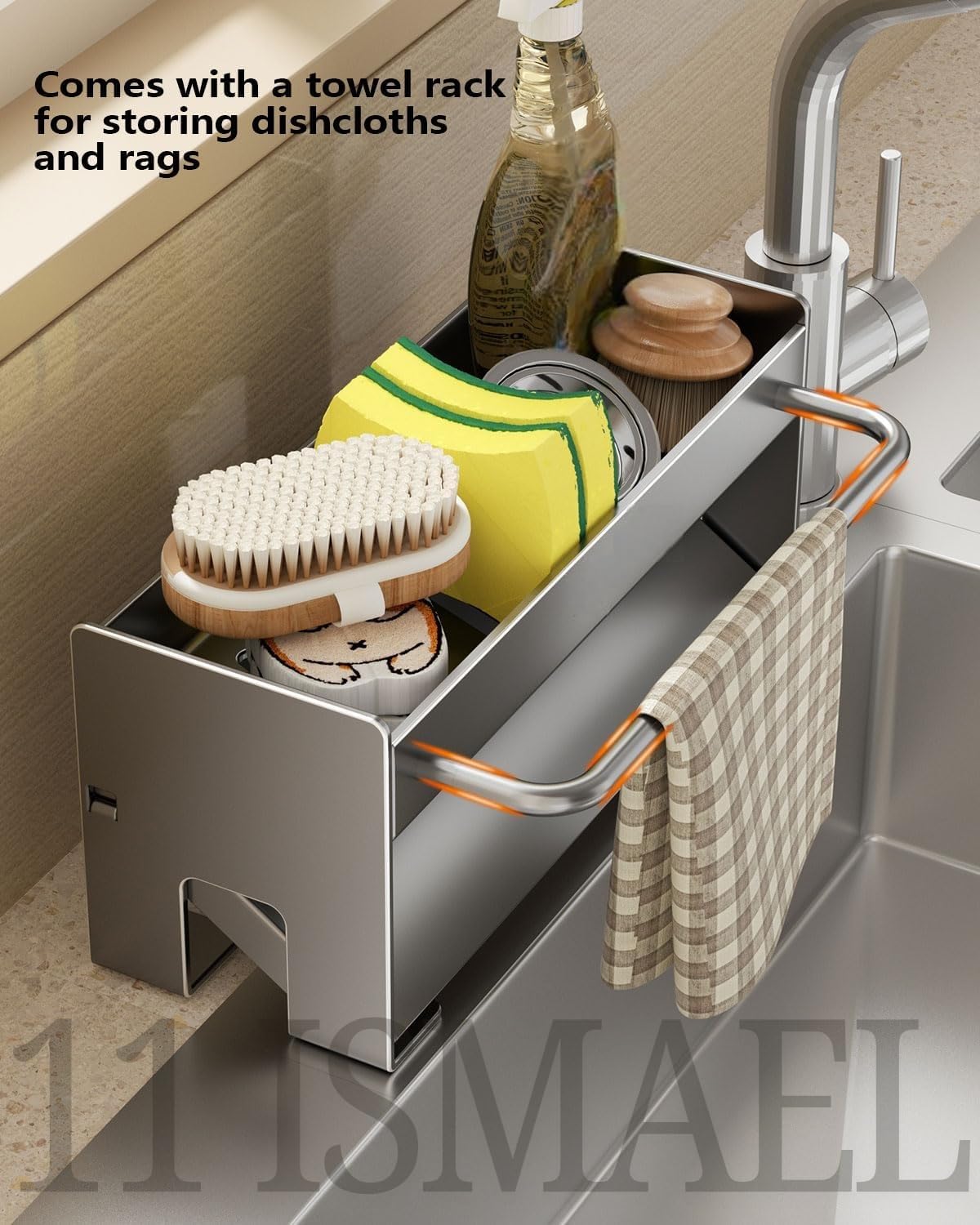 11 Ismael Multipurpose Bathroom Organizer Accessories Storage Rack, Bathroom Corner Storage Shelf, Shower Caddy and Bottle Holder for Hand Wash, Gel, Liquid, Sponge, Brush, Dishcloth Rack (1Pcs) 4