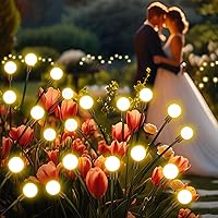 Vista 2 de Luces solares de jardín al aire libre, paquete de 4, 32 LED, luz oscilante impermeable, luces solares al aire libre para jardín, camino, patio