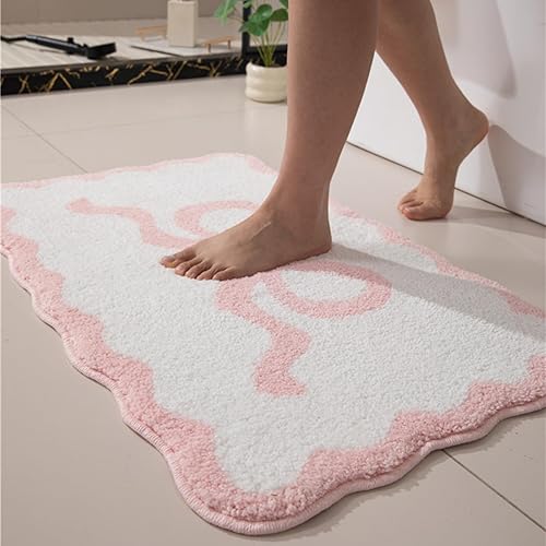 Miniatura 14 de Tapete de baño festoneado negro de 26 x 18 pulgadas, tapetes de baño suaves y absorbentes, lavables a máquina, de microfibra, para bañeras, lavabos