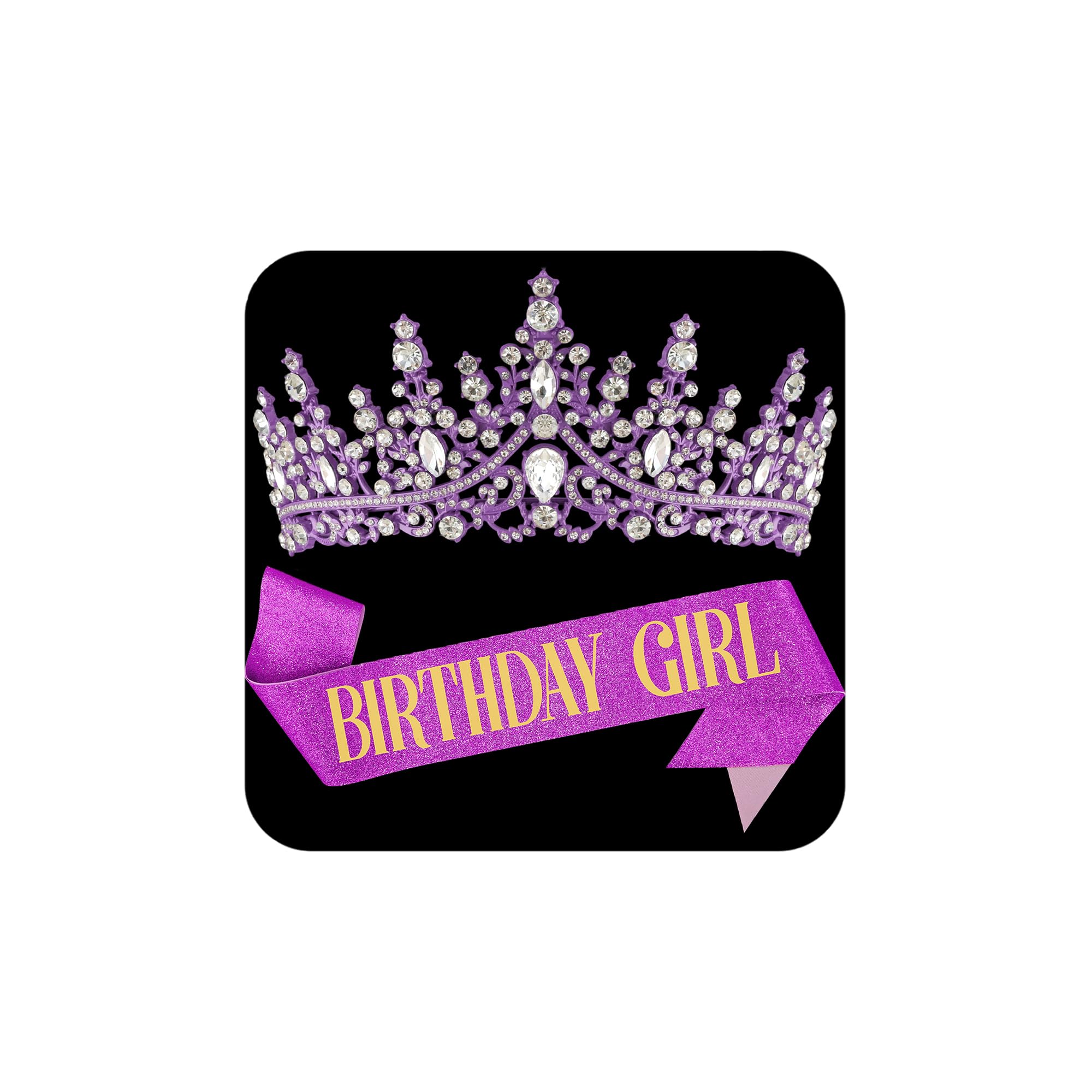 COCIDE BIRTHDAY GIRL Sash Birthday Crowns for Women Sashes for Women Tiaras for Girls Decorations Set Crystal Rhinestone Headband Hair Accessories Glitter for Party Supplies (Purple)