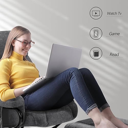 Miniatura 62 de MCombo Silla reclinable giratoria con otomana, silla de TV con masaje por vibración, ideal para RV espacio pequeño, sala de estar y dormitorio 4539