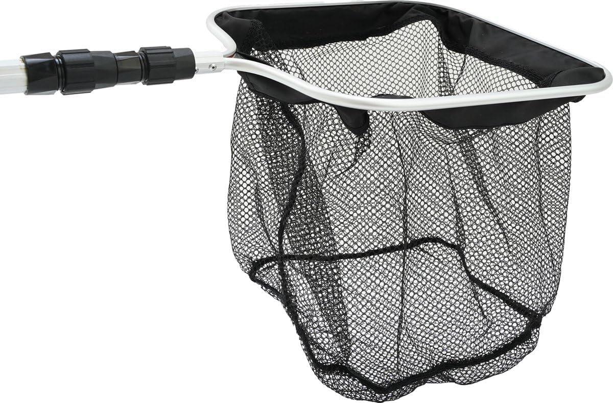 Kescher Pool Teichnetz - Robust - Teleskopstange 1,80 m - Netzgröße 30x30 cm - Schwarz
