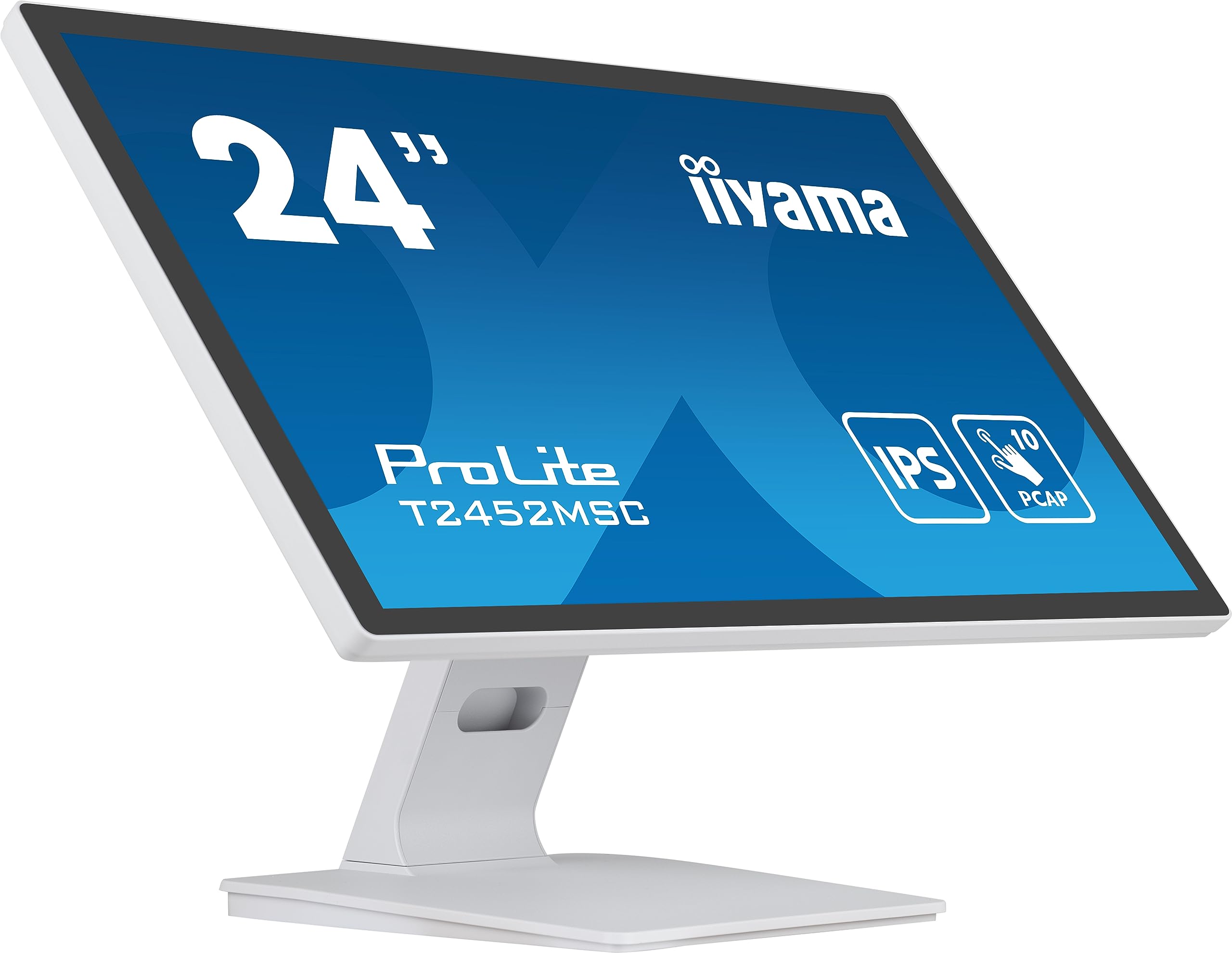 iiyama Prolite T2452MSC-W1 60,5 cm 24" IPS LED Monitor FullHD 10 Punkt Multitouch kapazitiv HDMI DP USB3.0 7H Anti-Fingerprint Weiss