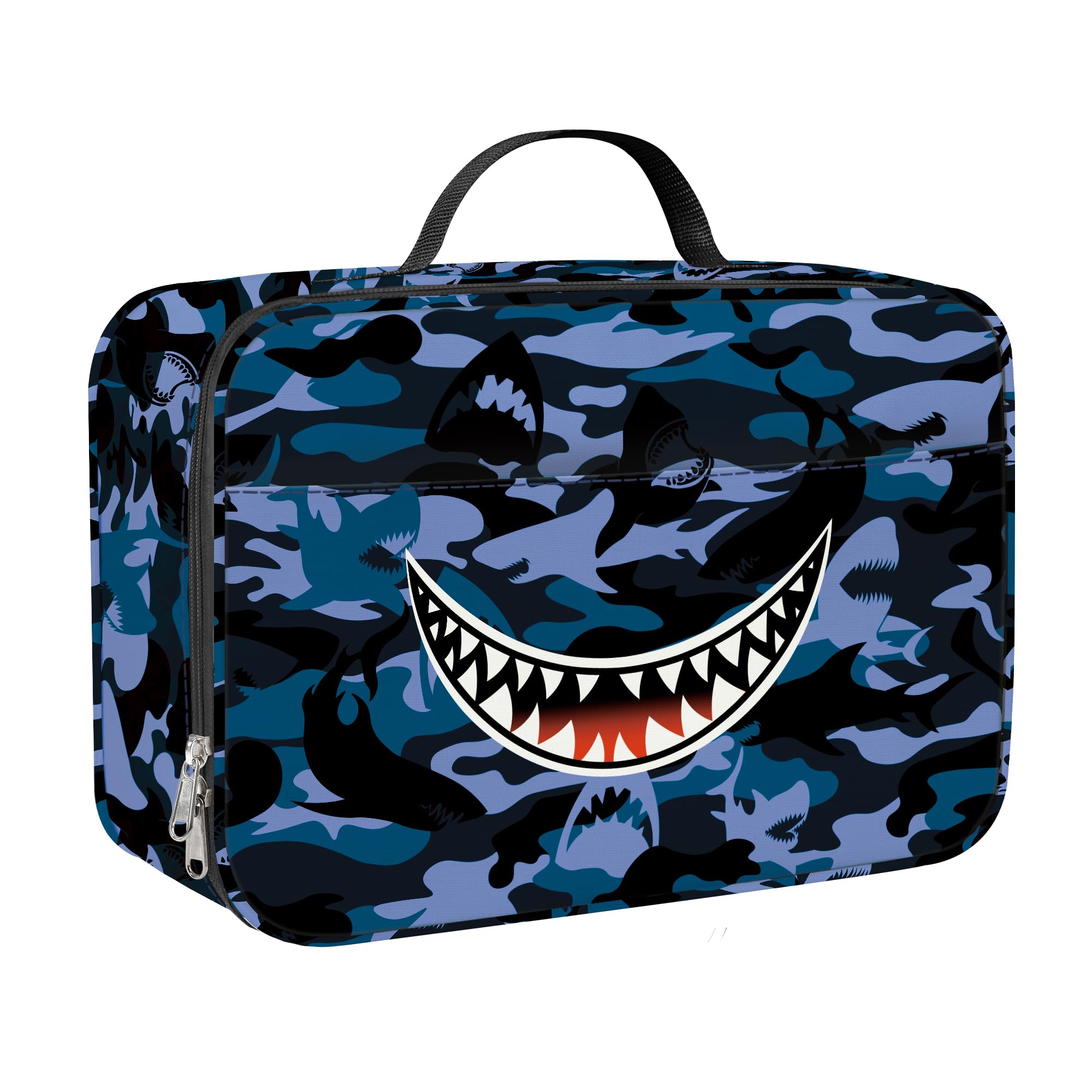 Clastyle Bolsa Termica Porta Alimentos Bebe Negro Tiburón, Bolsa Almuerzo Infantil Camuflaje Reutilizables, Bolsa Comida Niños para Viaje Picnic Guarderia