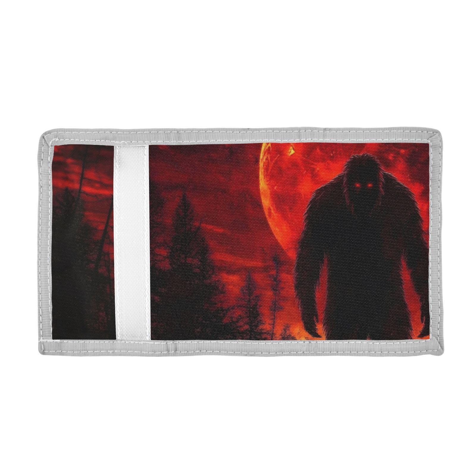 FOLIOSA Kids Wallet for Boys Girls Sasquatch Moon Dark Print Youth Wallet with Zipper Pocket Card Holders, Novelty Wallet 4.9×2.9 in