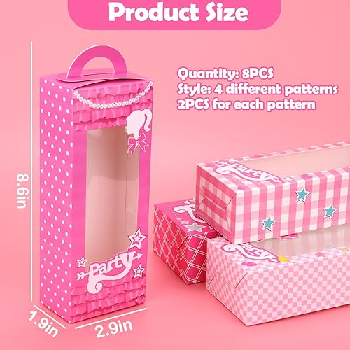 Miniatura 4 de Mity rain 8 cajas de regalo de fiesta rosa para niña, caja de almacenamiento de muñecas rosa para decoraciones de fiesta, regalo rosa, bolsas de