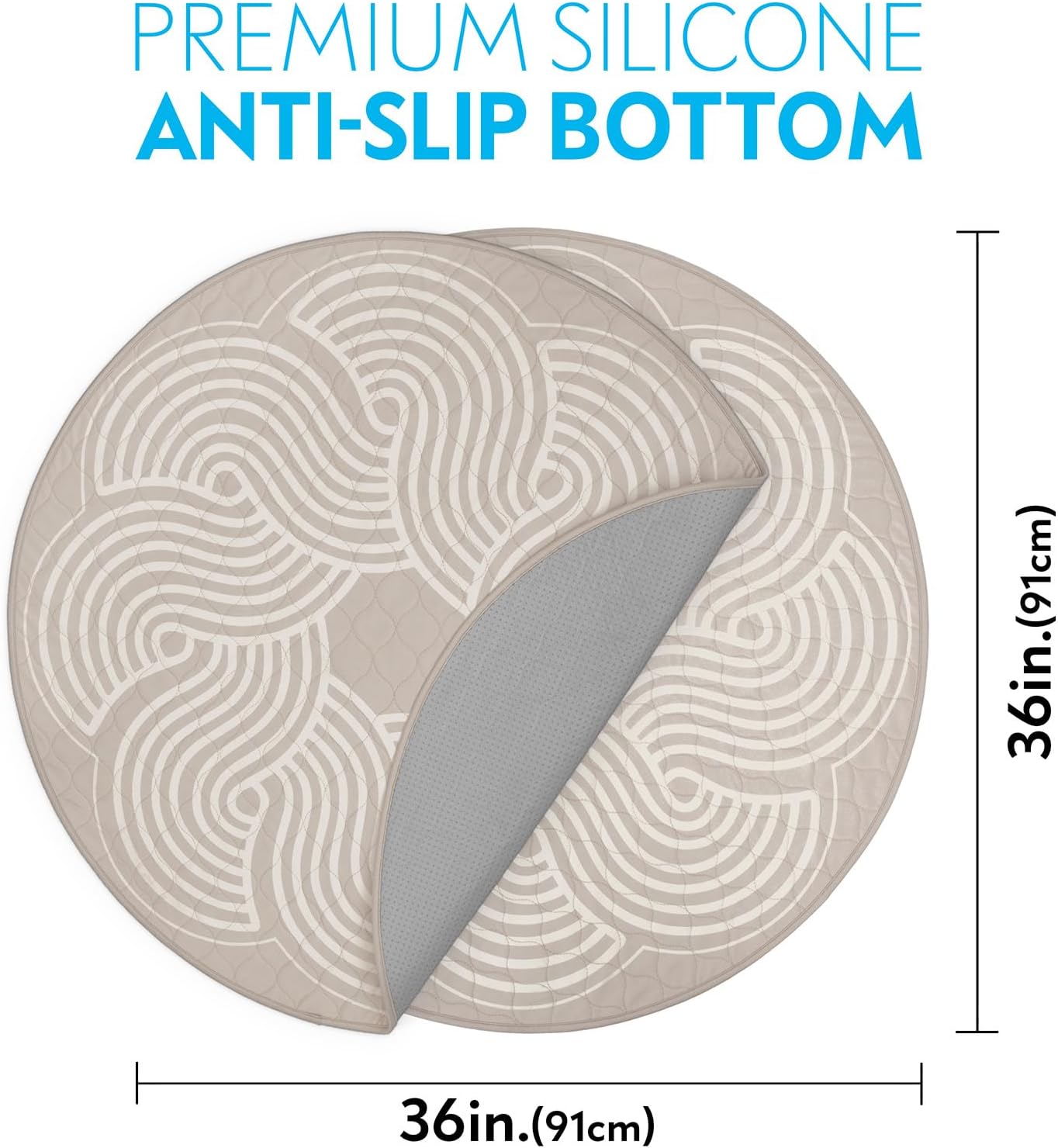 2ct Paw Inspired Round Designer Dog Pads | Premium Washable Pee Pads | Reusable Puppy Pads for Potty Training, Whelping, Waterproof Mat | Leakproof, Non-Slip Liner (Tan, 36")