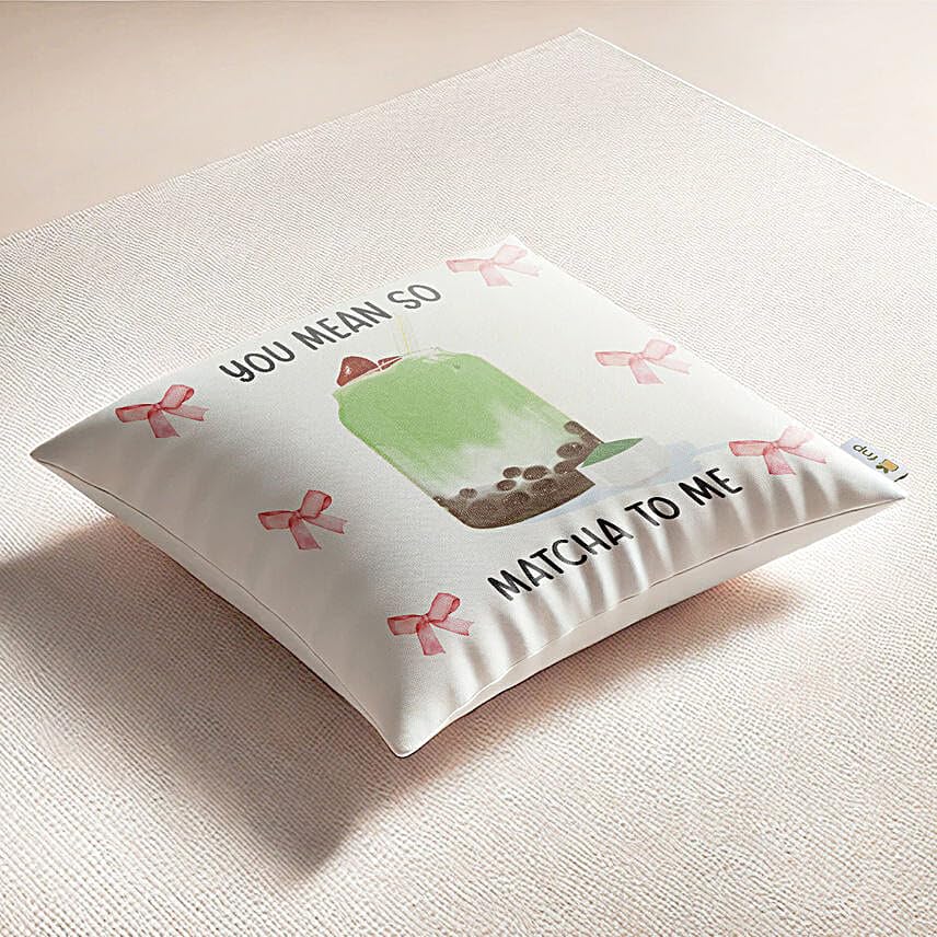 Image of fnp Matcha Love Printed Cushion | Designer Cushion for Wife, Foodies & Valentine