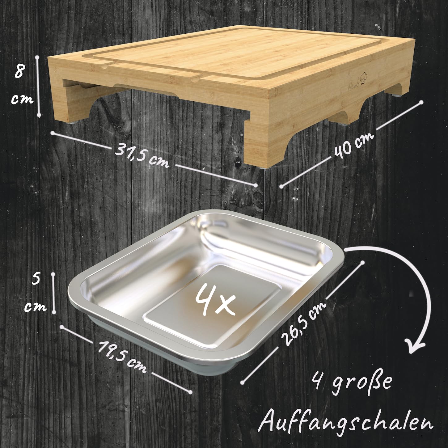 Snijplank bamboe met RVS handvat 33*20cm Snijplank bamboe met RVS handvat 33*20cm