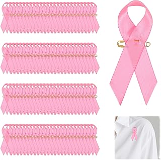 Pink Ribbons Breast Cancer Awareness Satin Lapel Pins, 80 Pcs Breast Cancer Pins for Awareness Campaigns, Charity Events, Support Groups & Welfare Parties
