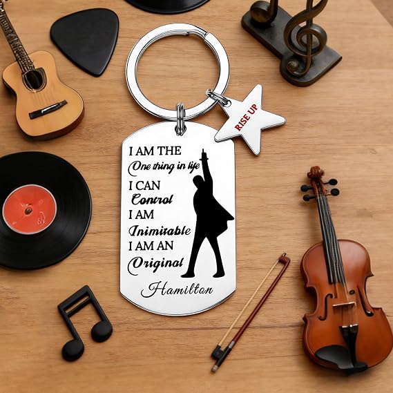 Hamilton Keychain - Hamilton Merch & Broadway Gifts for Musical Fans, Themed Keyring with Inspirational Quote, Collectible Fan Gift for All Ages